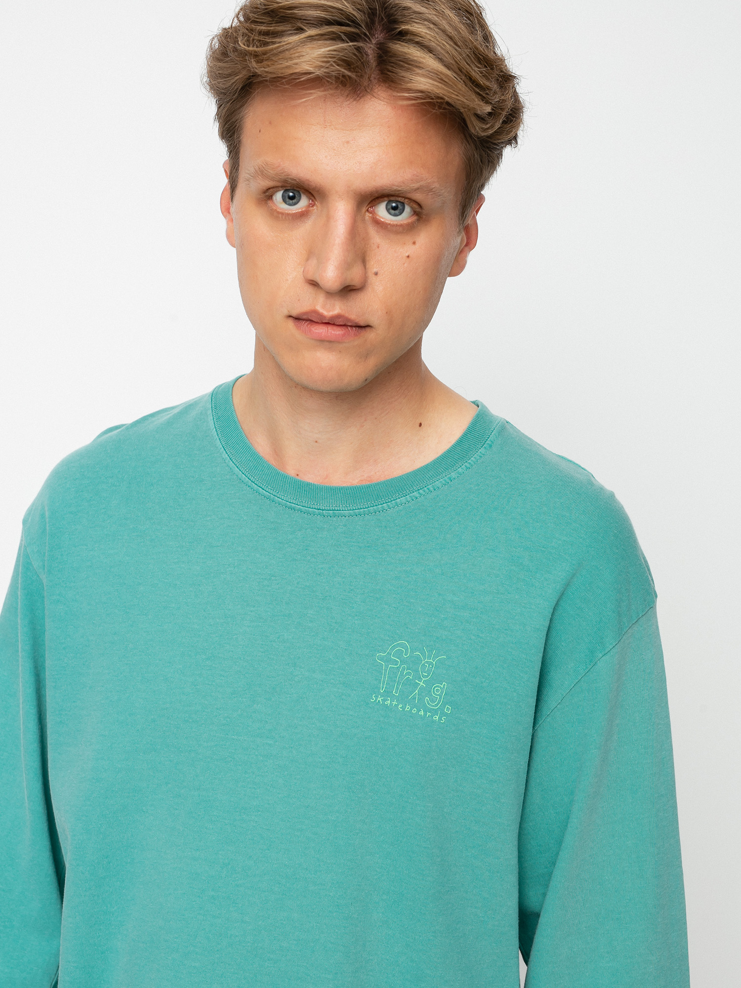 Frog Skateboards Frog Man Logo Pigment Dyed Hosszú ujjú felső (grass green)