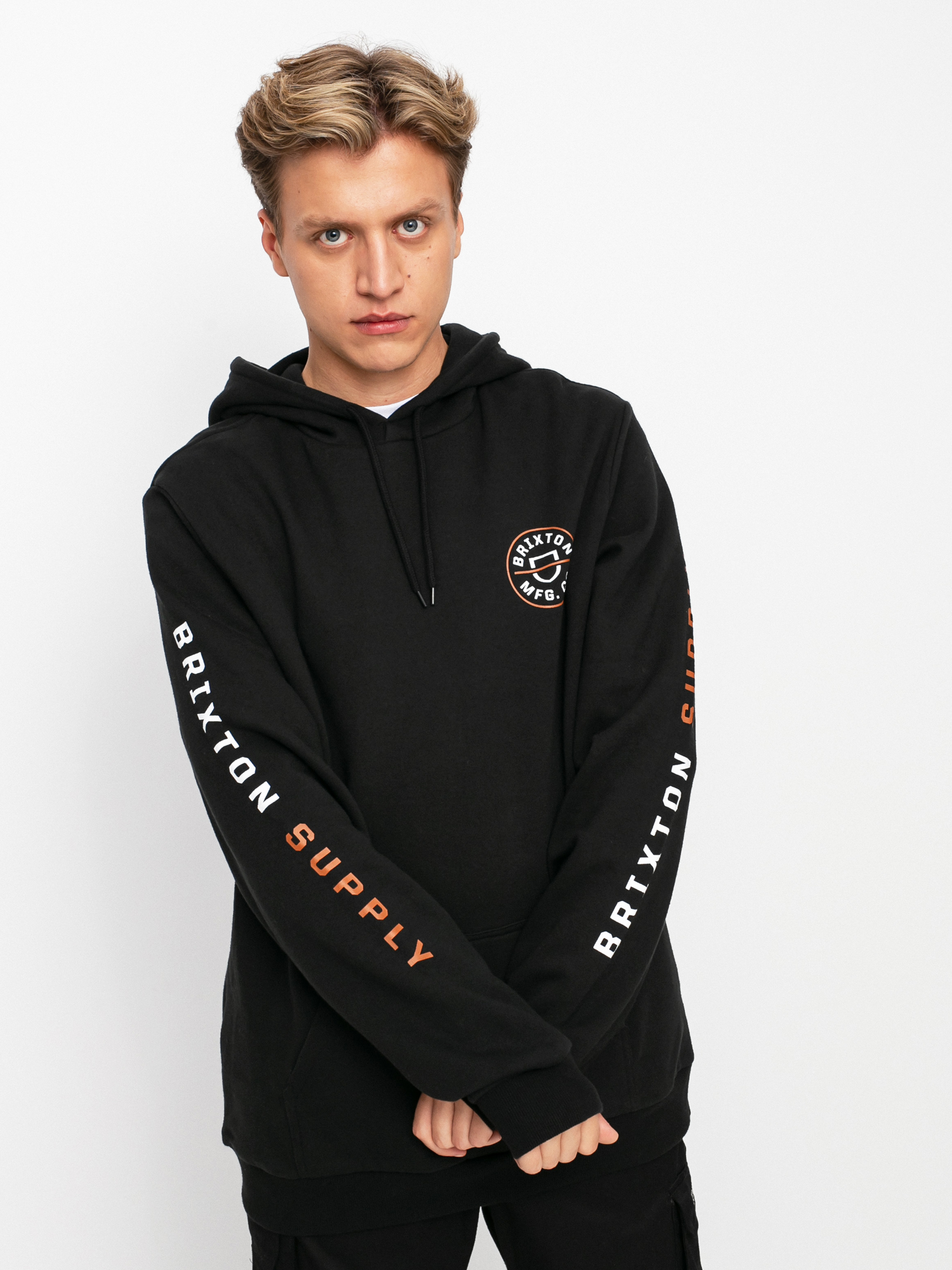 Brixton Crest HD Kapucnis pulóver (black/caramel/white)