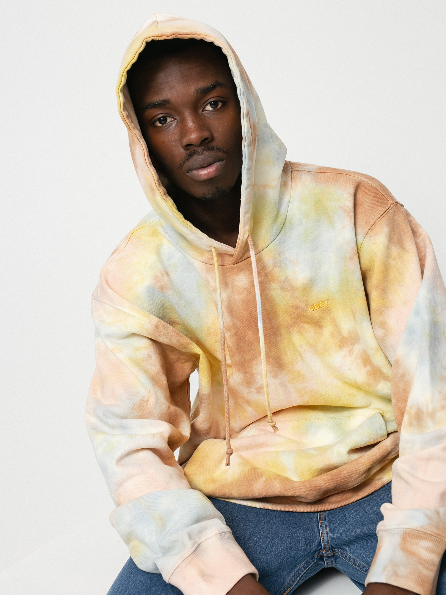 OBEY Mini Bold Recycled Tie Dye HD Kapucnis pulóver (toffee multi)