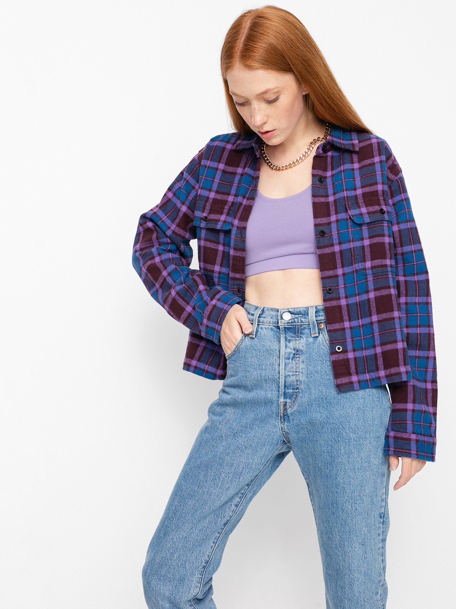 OBEY Camille Flannel Ing Wmn (brown multi)