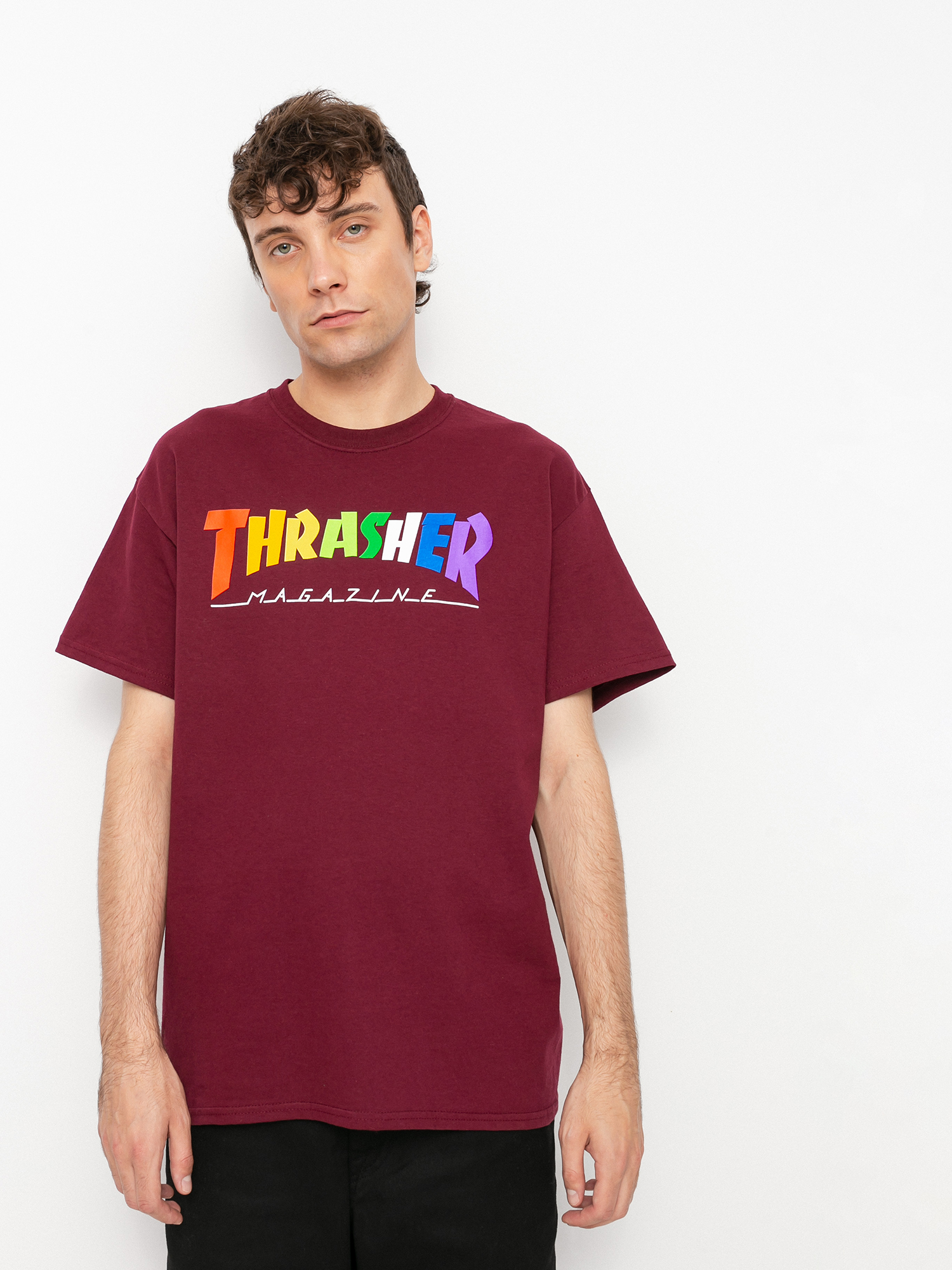 Thrasher Rainbow Mag póló (maroon)