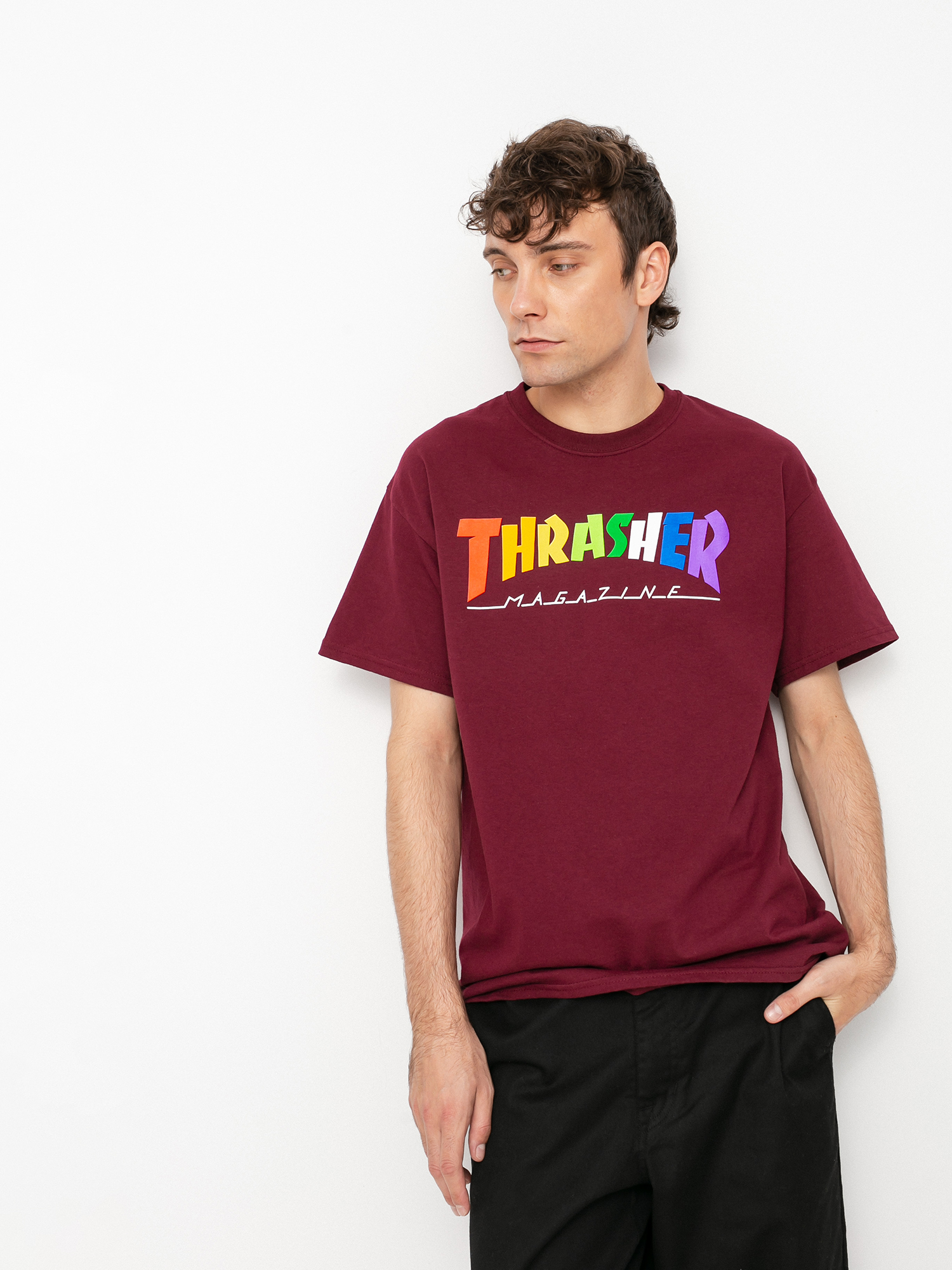 Thrasher Rainbow Mag póló (maroon)
