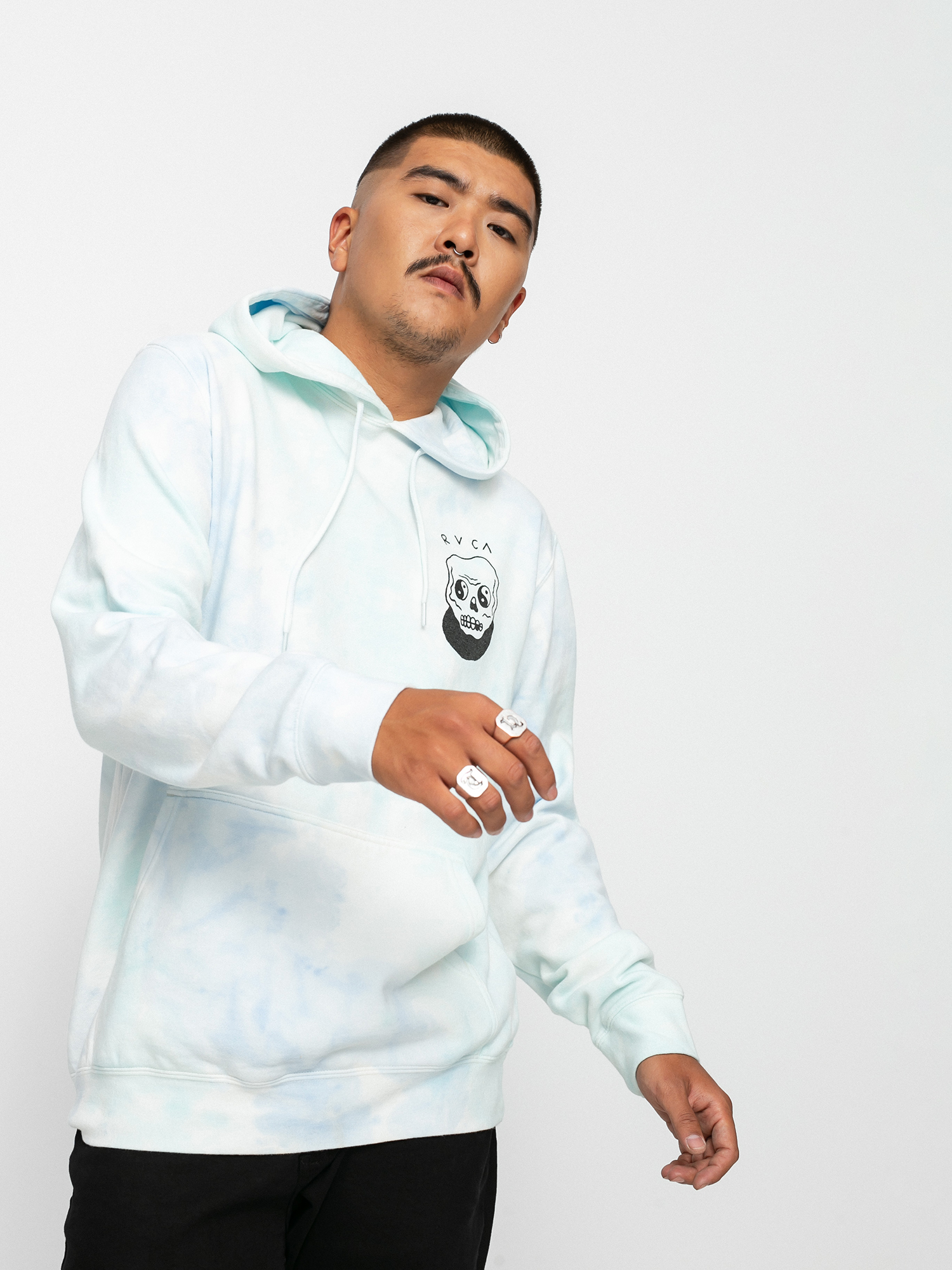RVCA Benj Skull HD Kapucnis pulóver (blu mble tie de)