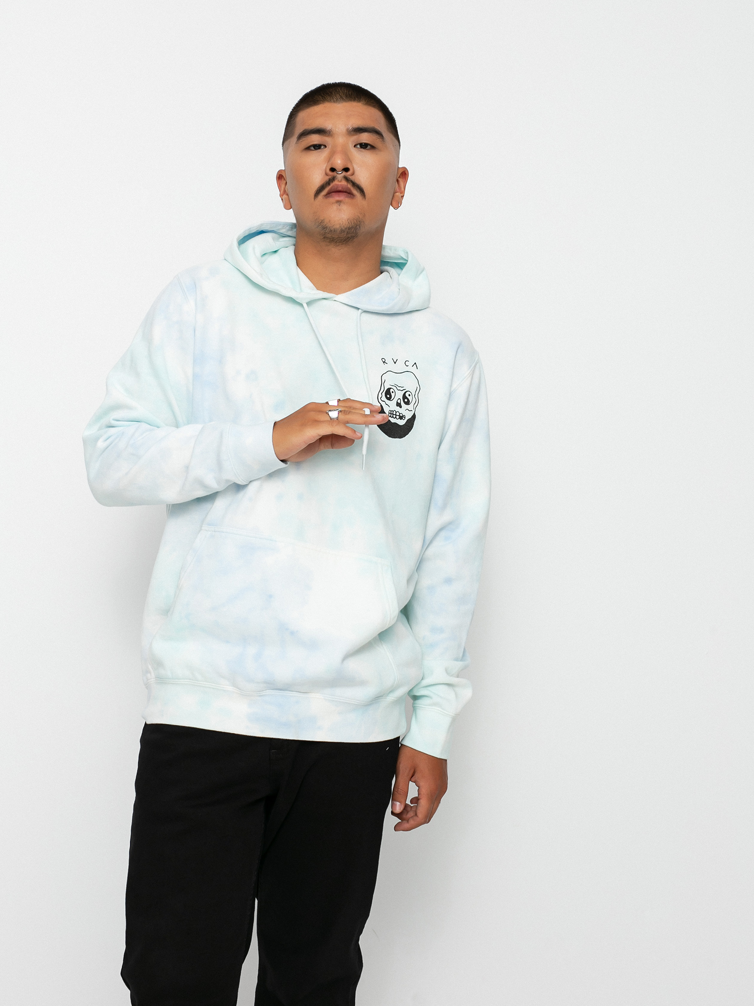 RVCA Benj Skull HD Kapucnis pulóver (blu mble tie de)