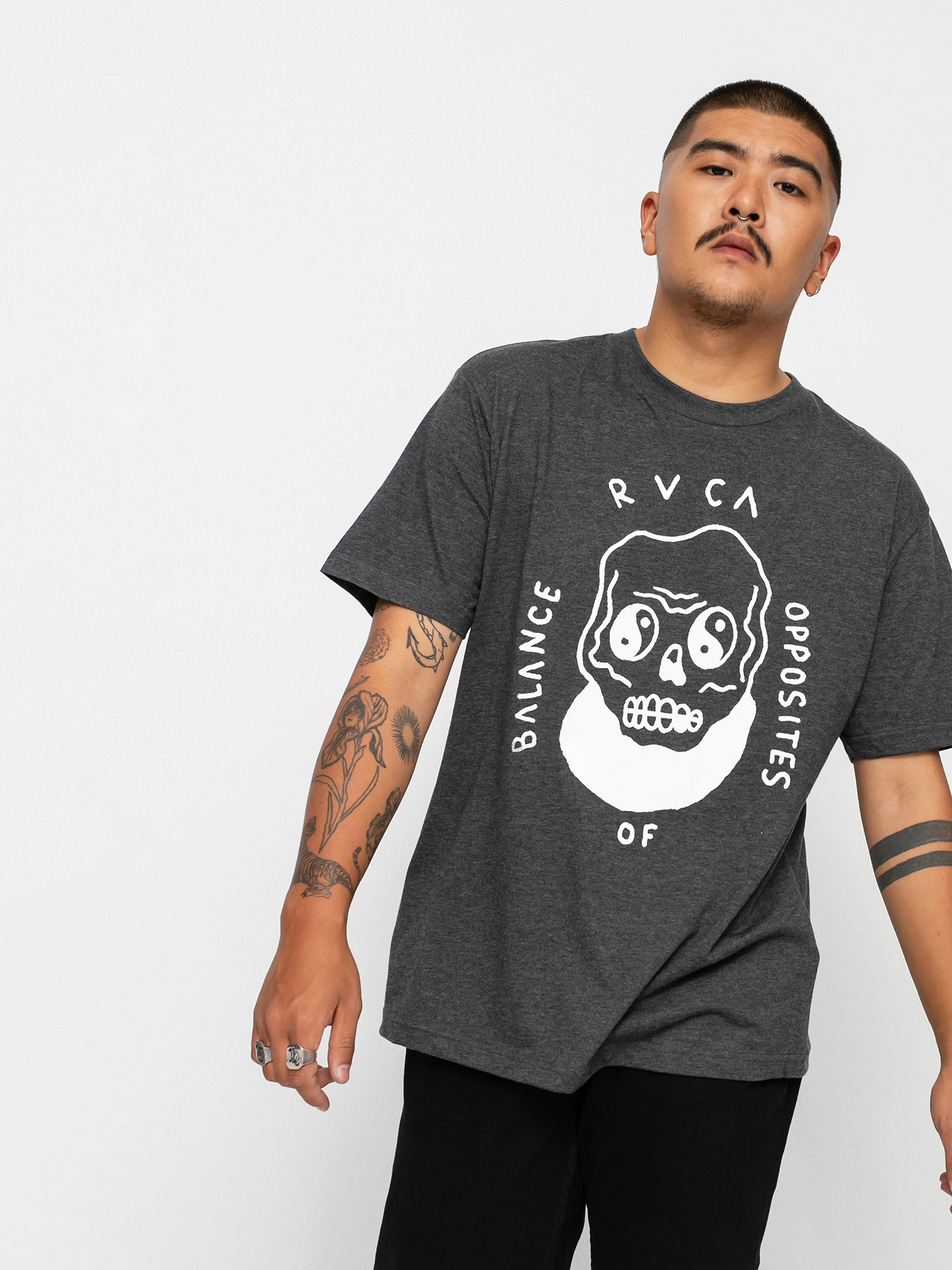 RVCA Benj Skull Póló (dark charcoal)