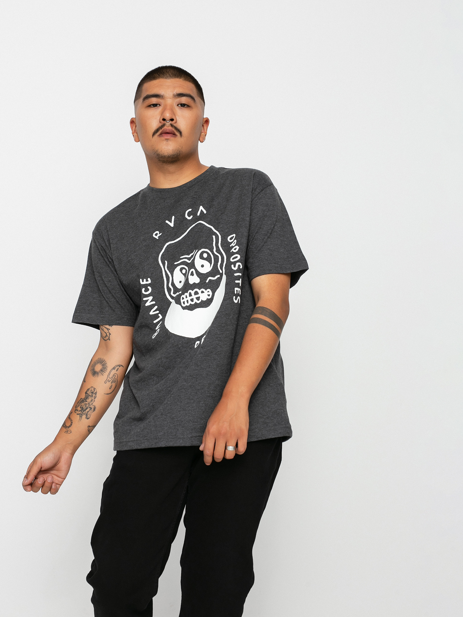 RVCA Benj Skull Póló (dark charcoal)