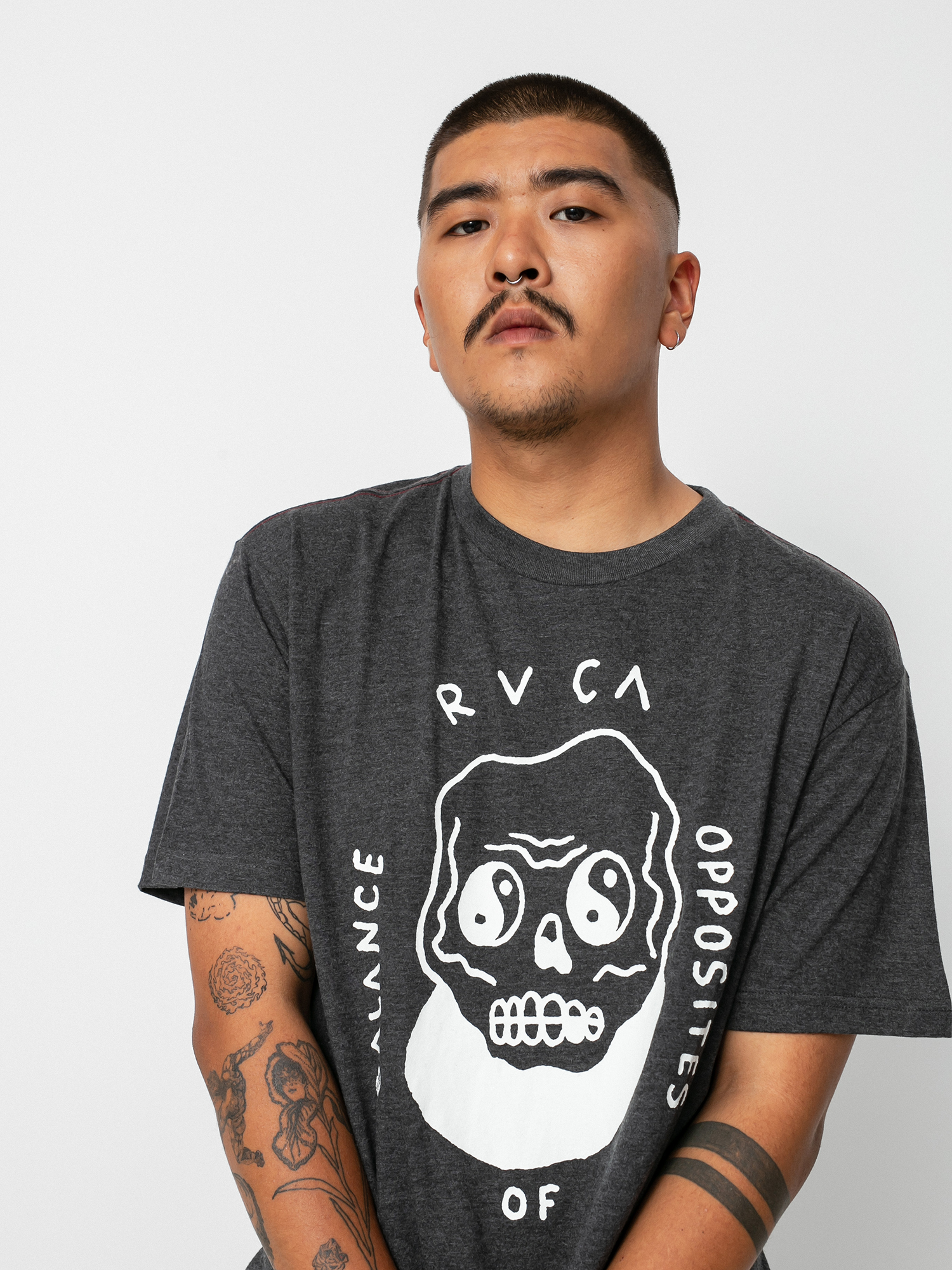 RVCA Benj Skull Póló (dark charcoal)