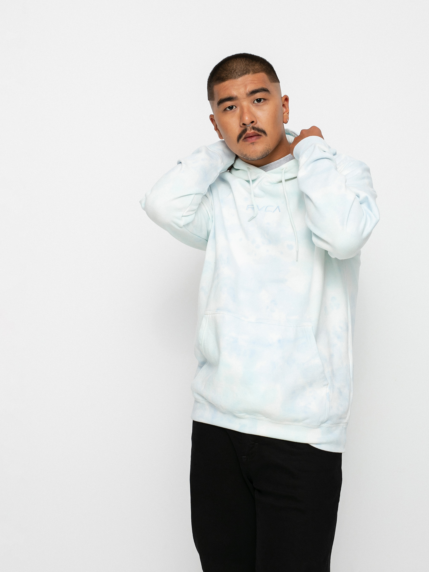 RVCA Tonally Tie Dye HD Kapucnis pulóver (blu mble tie de)