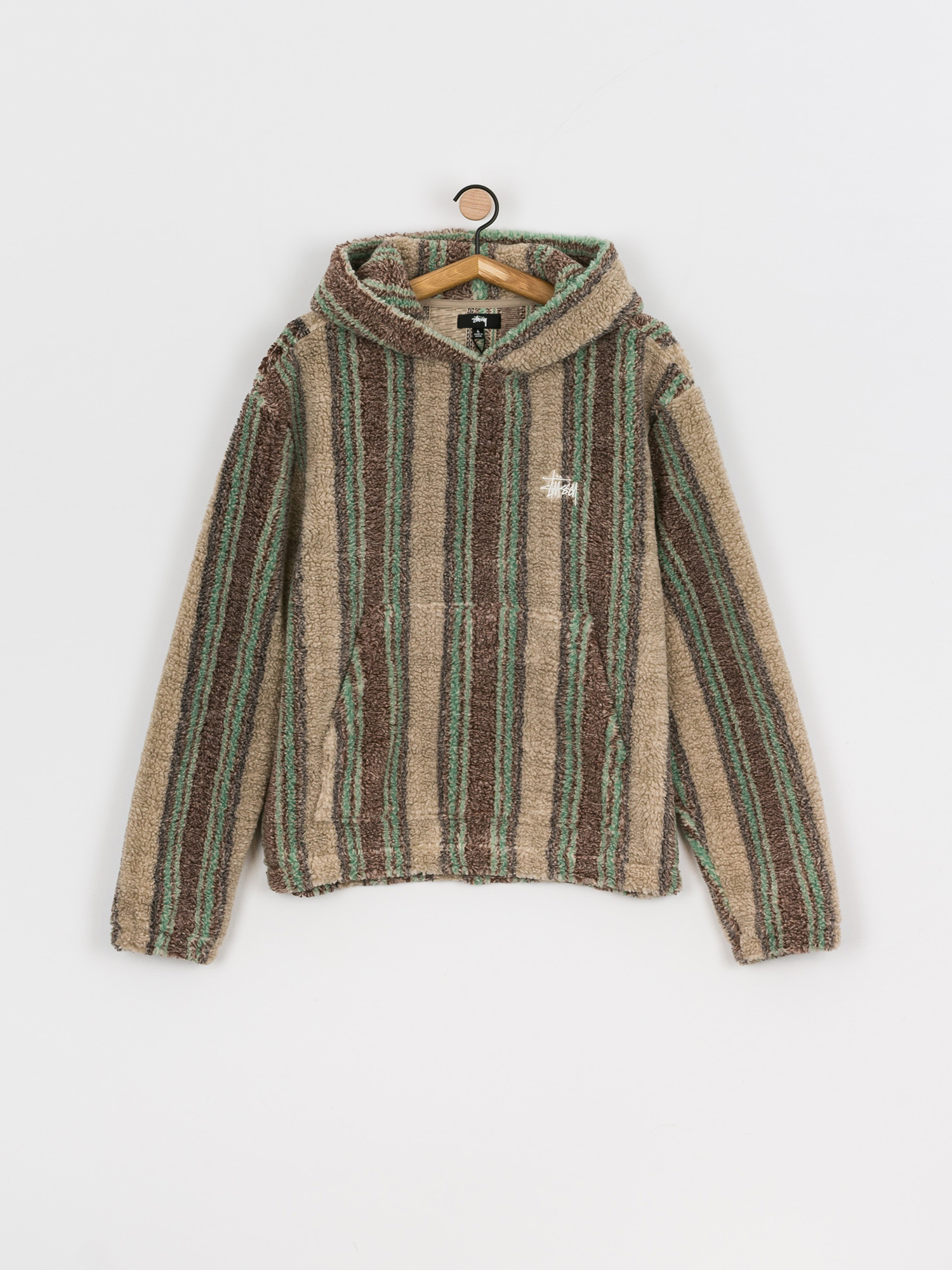 Stussy Stripe Sherpa HD Kapucnis pulóver (tan)