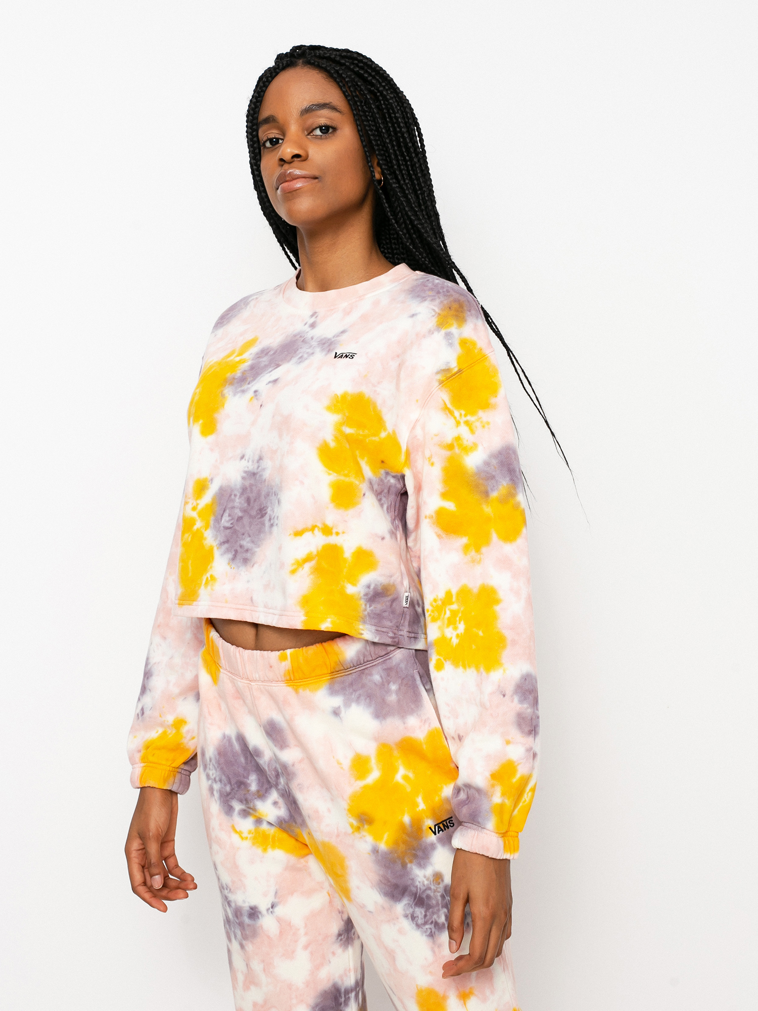 Vans Grunge Wash Crop Crew Pulóver Wmn (purple dove)