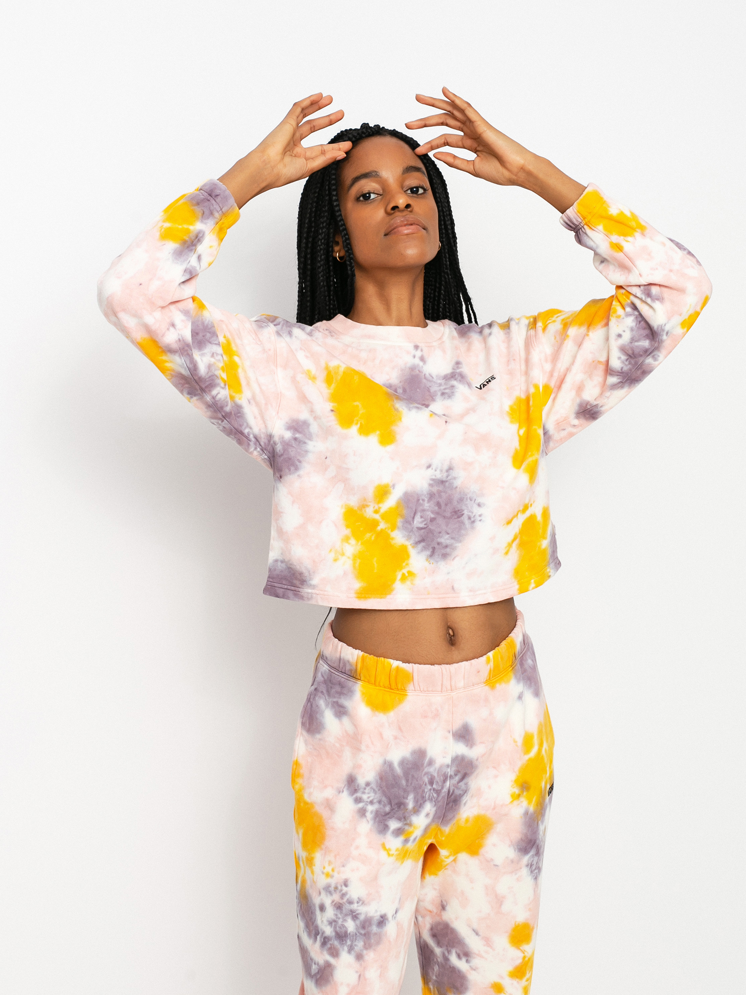 Vans Grunge Wash Crop Crew Pulóver Wmn (purple dove)