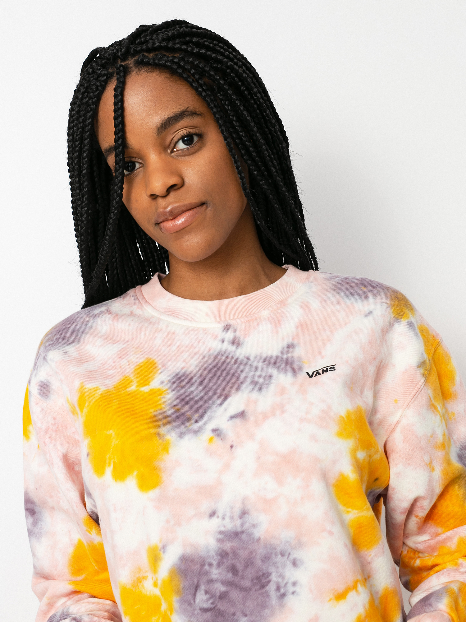 Vans Grunge Wash Crop Crew Pulóver Wmn (purple dove)