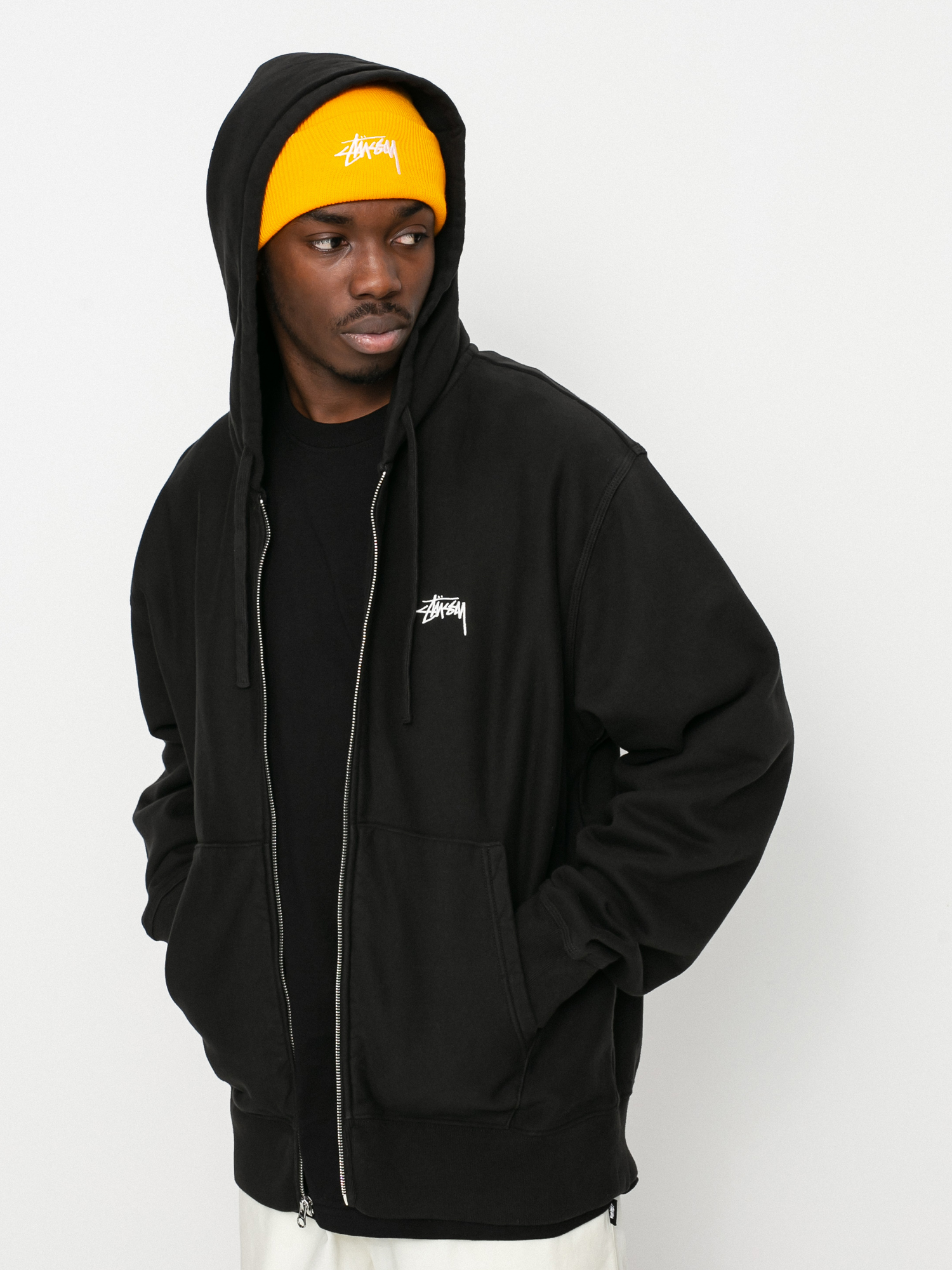 Stussy Stock Logo ZHD Kapucnis pulóver (black)