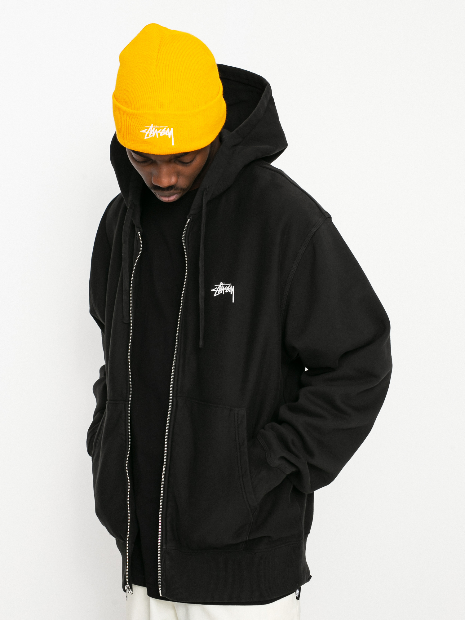 Stussy Stock Logo ZHD Kapucnis pulóver (black)