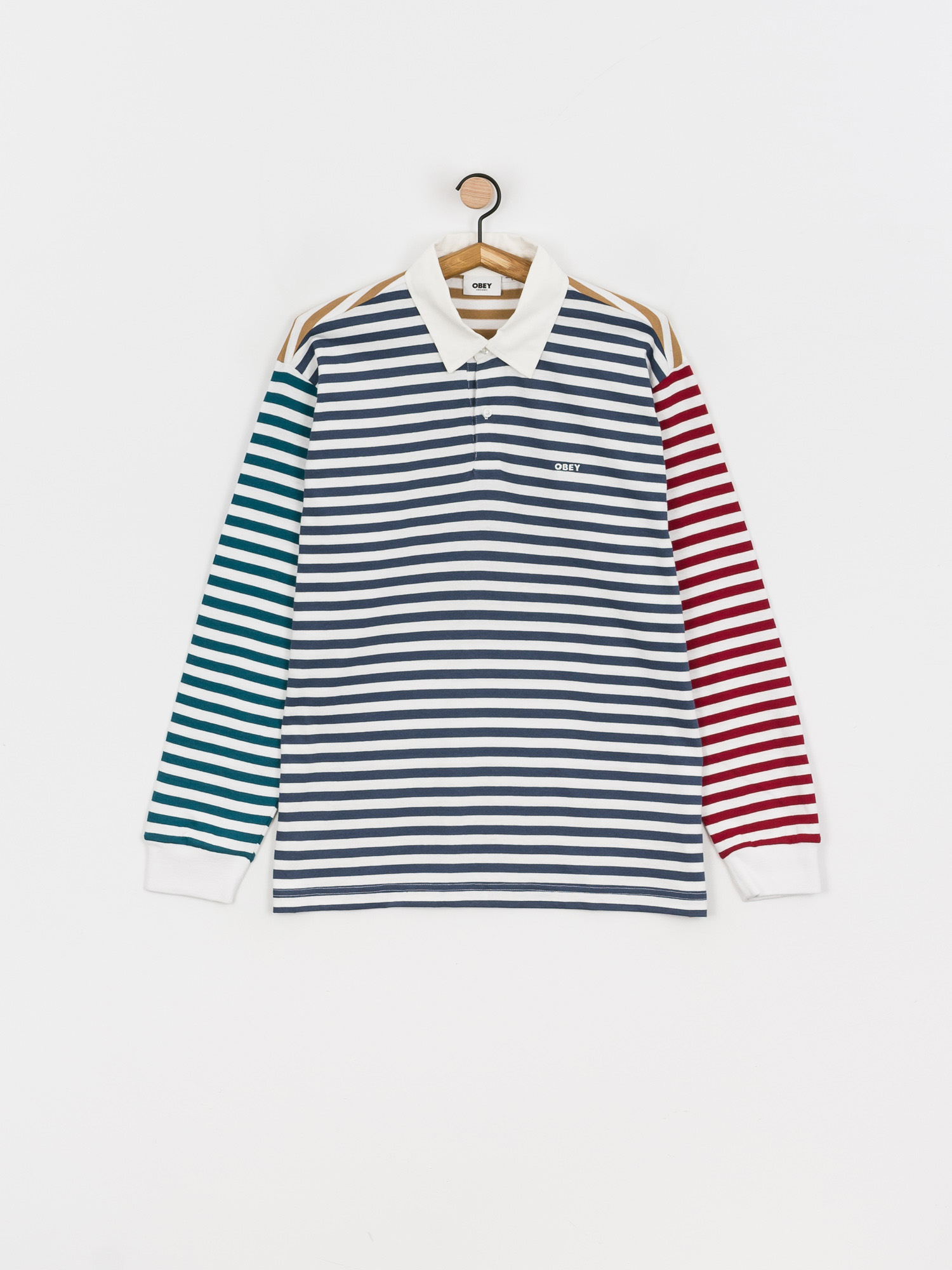 OBEY Marcel Striped Pólóing (dark denim multi)