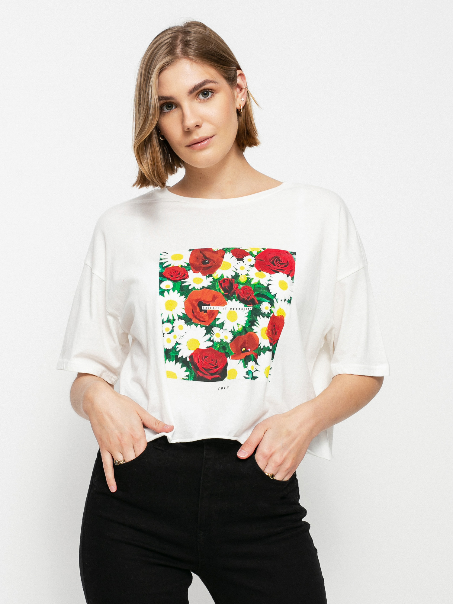 RVCA Super Bloom Bf Crop póló Wmn (vintage white)