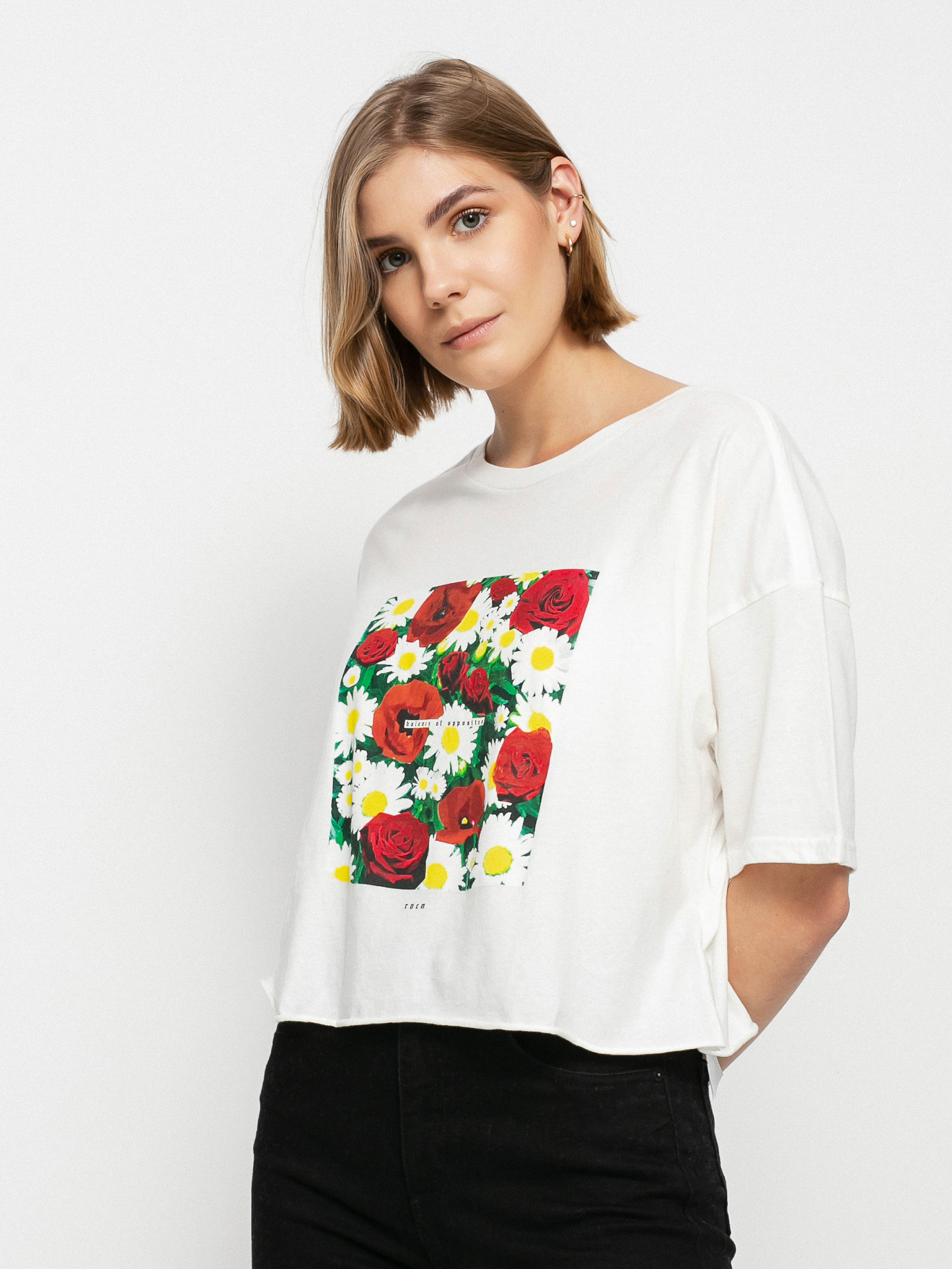 RVCA Super Bloom Bf Crop póló Wmn (vintage white)