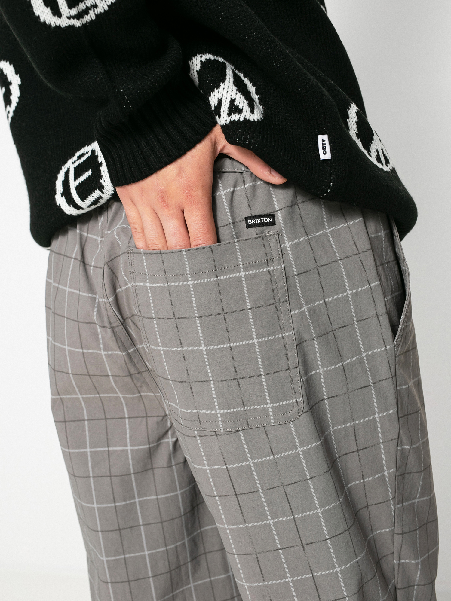 Brixton Steady Cinch Taper Kisnadrág (grey plaid)