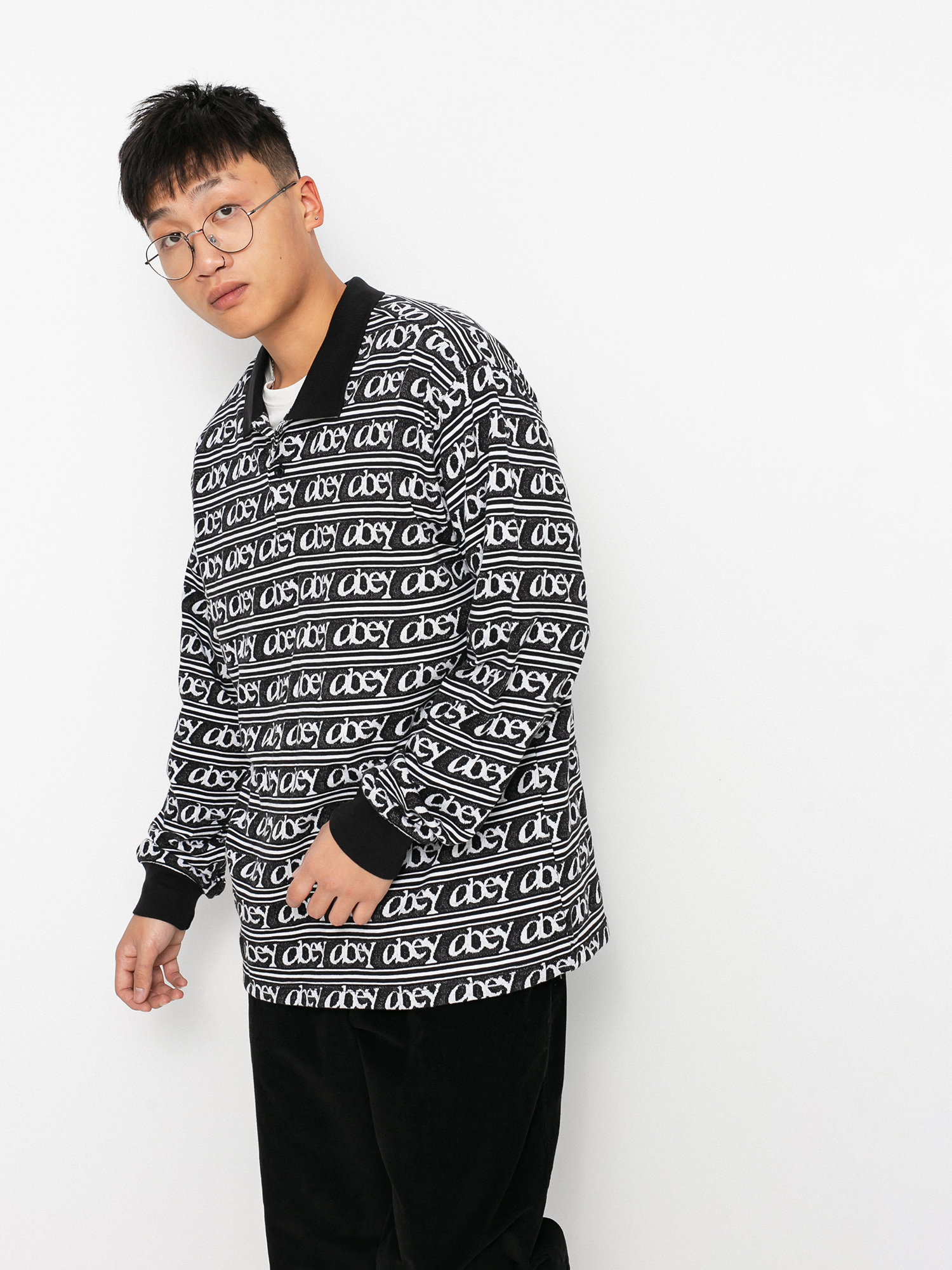 OBEY Wergner Jacquard Pólóing (black multi)