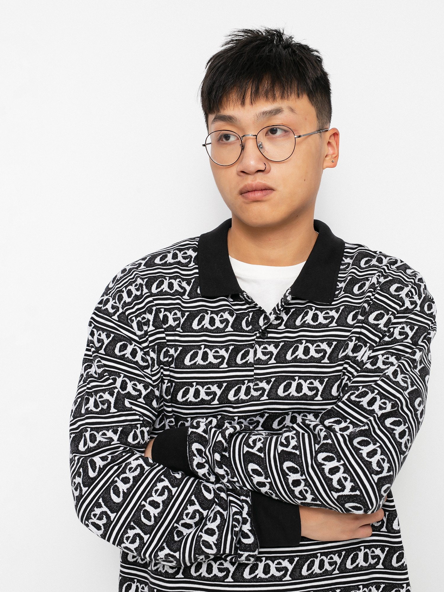 OBEY Wergner Jacquard Pólóing (black multi)