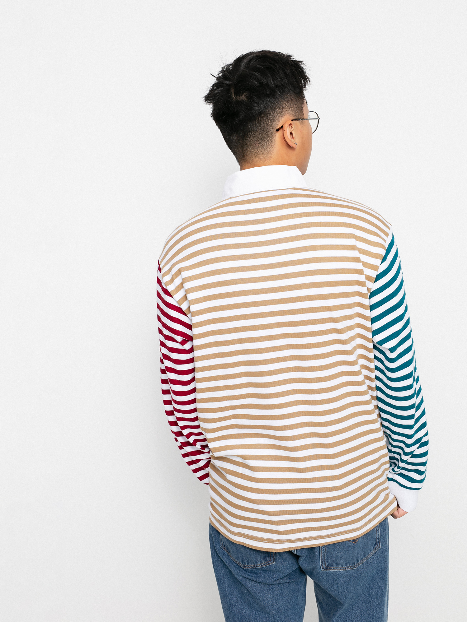 OBEY Marcel Striped Pólóing (dark denim multi)