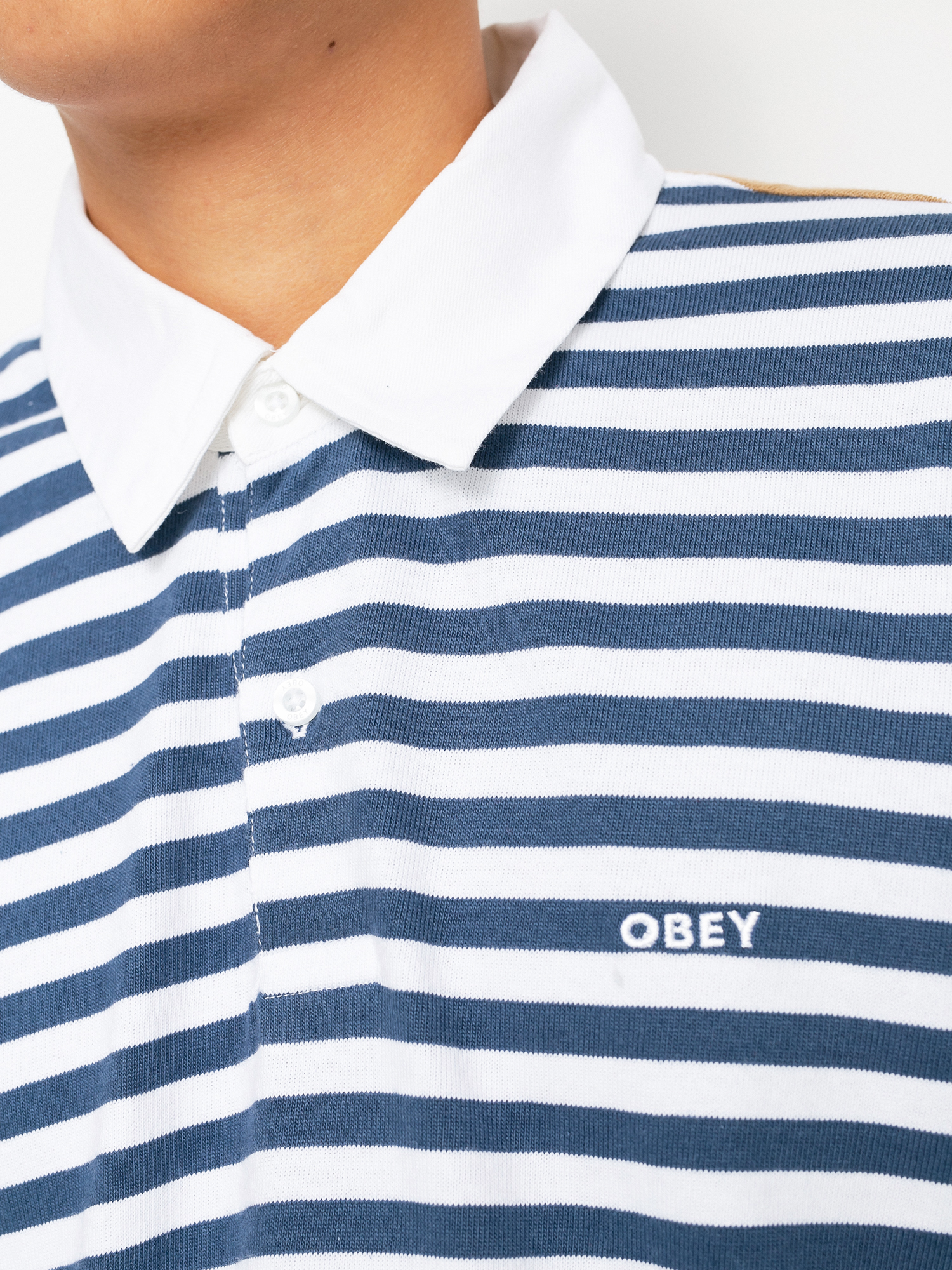 OBEY Marcel Striped Pólóing (dark denim multi)