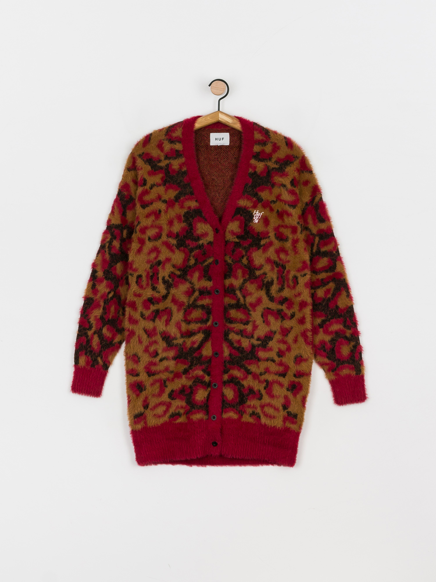 HUF Leopard Knit Duster Pulóver Wmn (bloodstone)