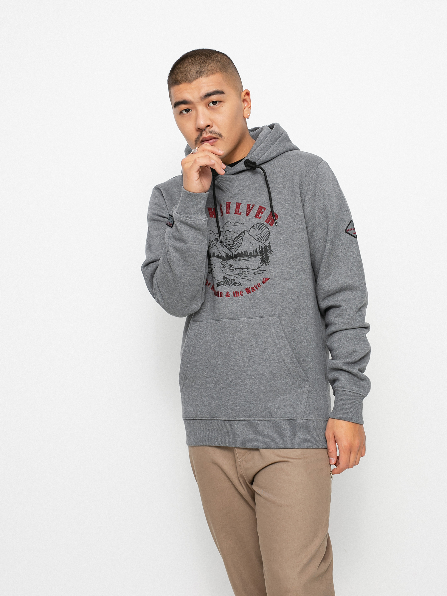 Férfi Quiksilver Big Logo HD Kapucnis pulóver (heather grey)