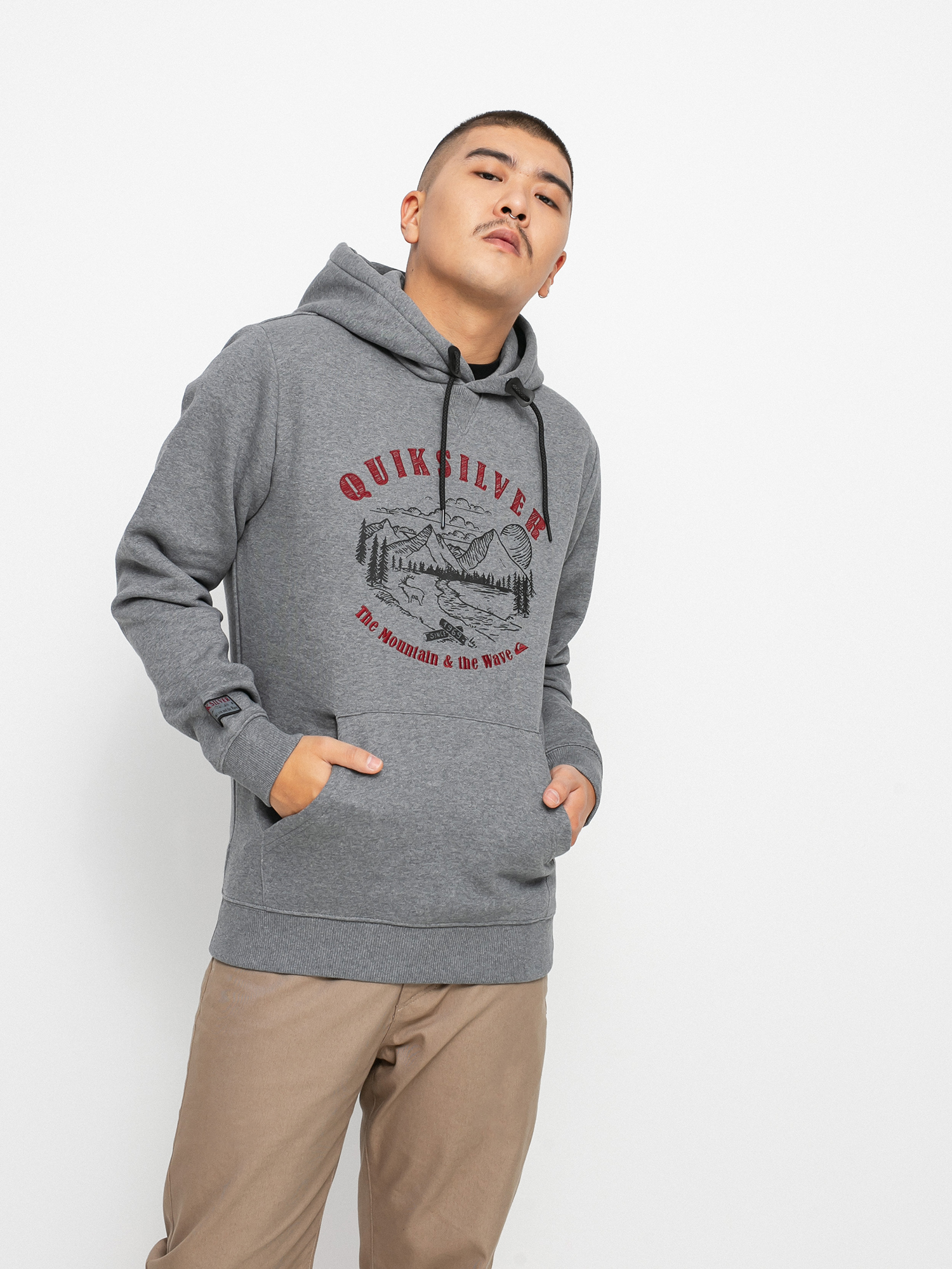 Férfi Quiksilver Big Logo HD Kapucnis pulóver (heather grey)