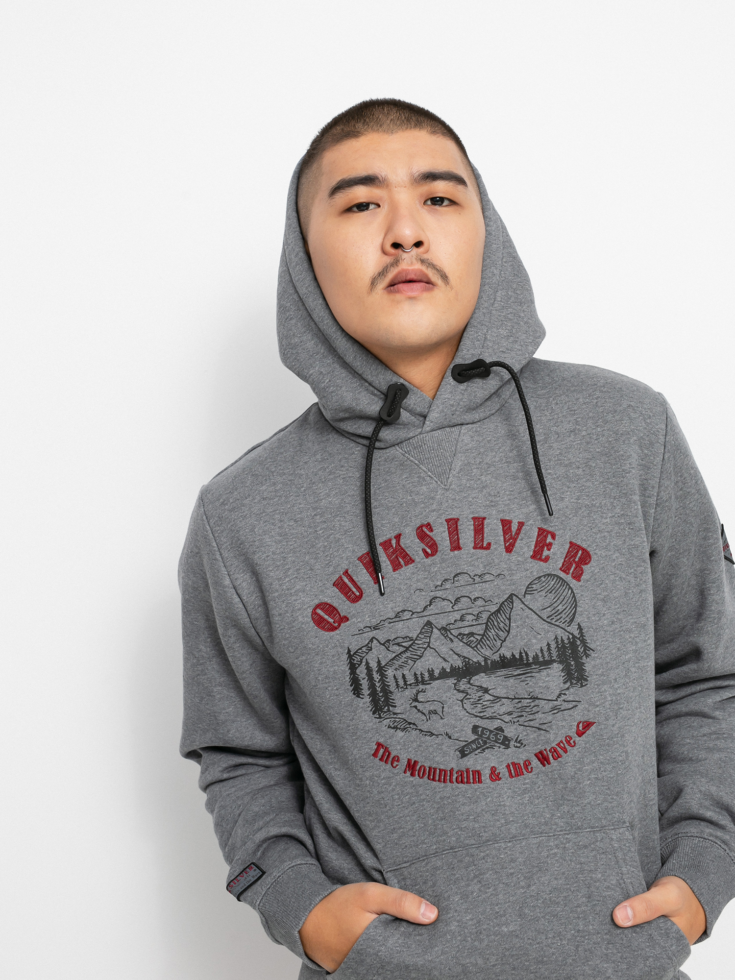Férfi Quiksilver Big Logo HD Kapucnis pulóver (heather grey)