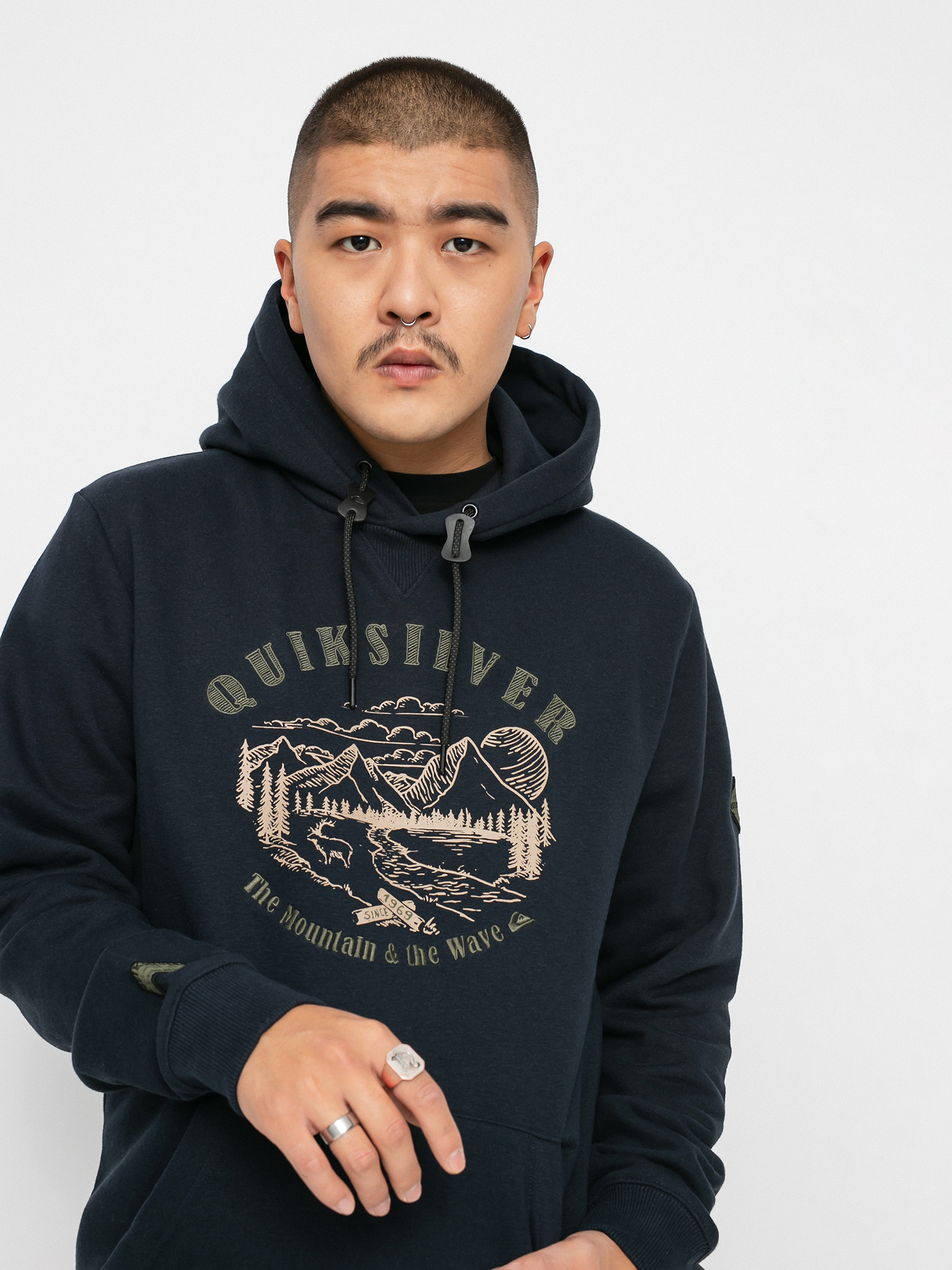 Férfi Quiksilver Big Logo HD Kapucnis pulóver (true black)