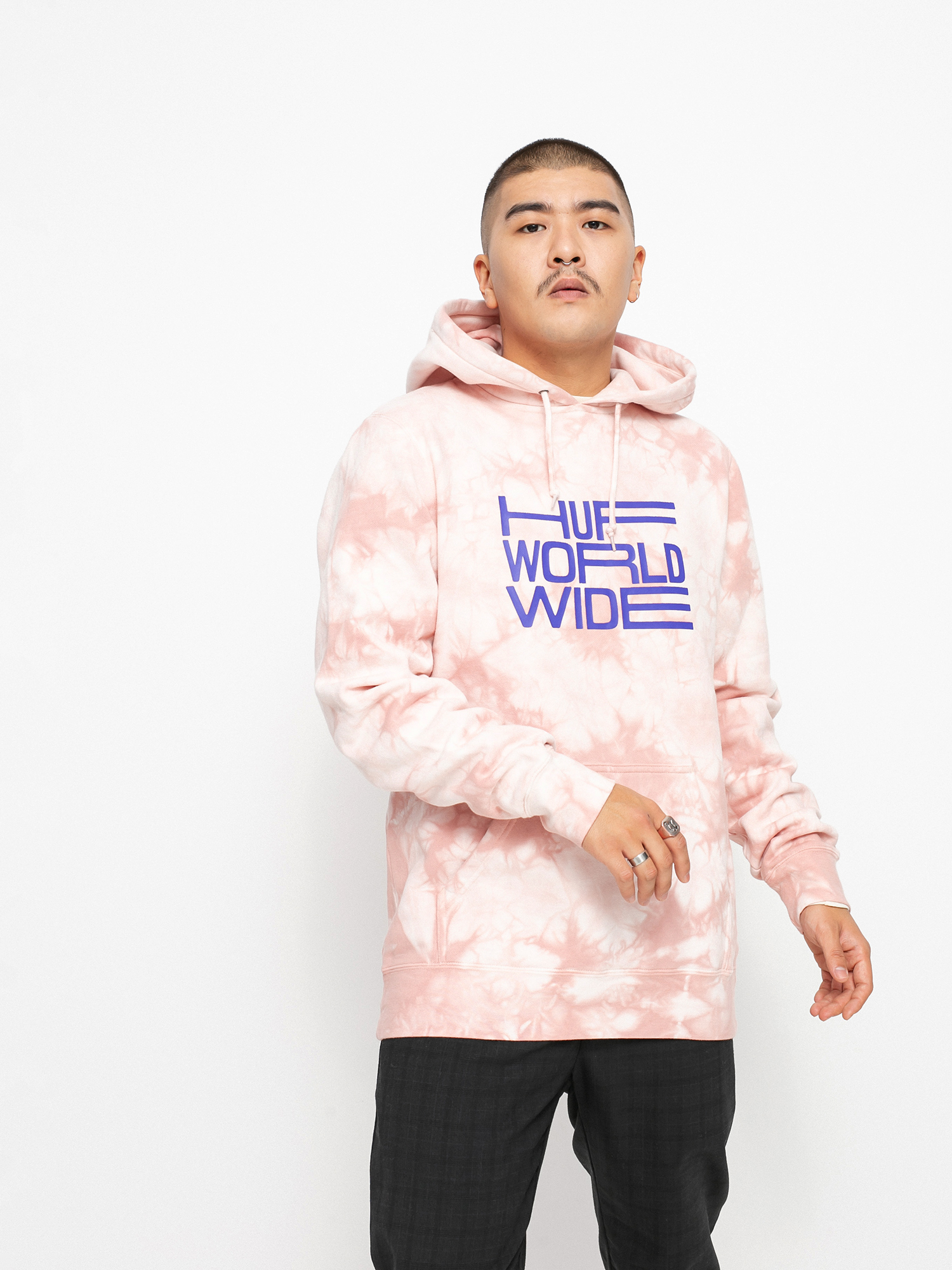 HUF Broadcast Tiedye HD Kapucnis pulóver (coral)