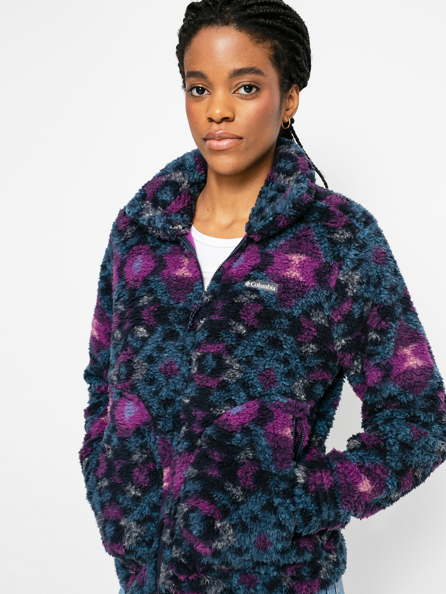 Női Columbia Winter Pass Sherpa Polár pulóver (plum blanket print)