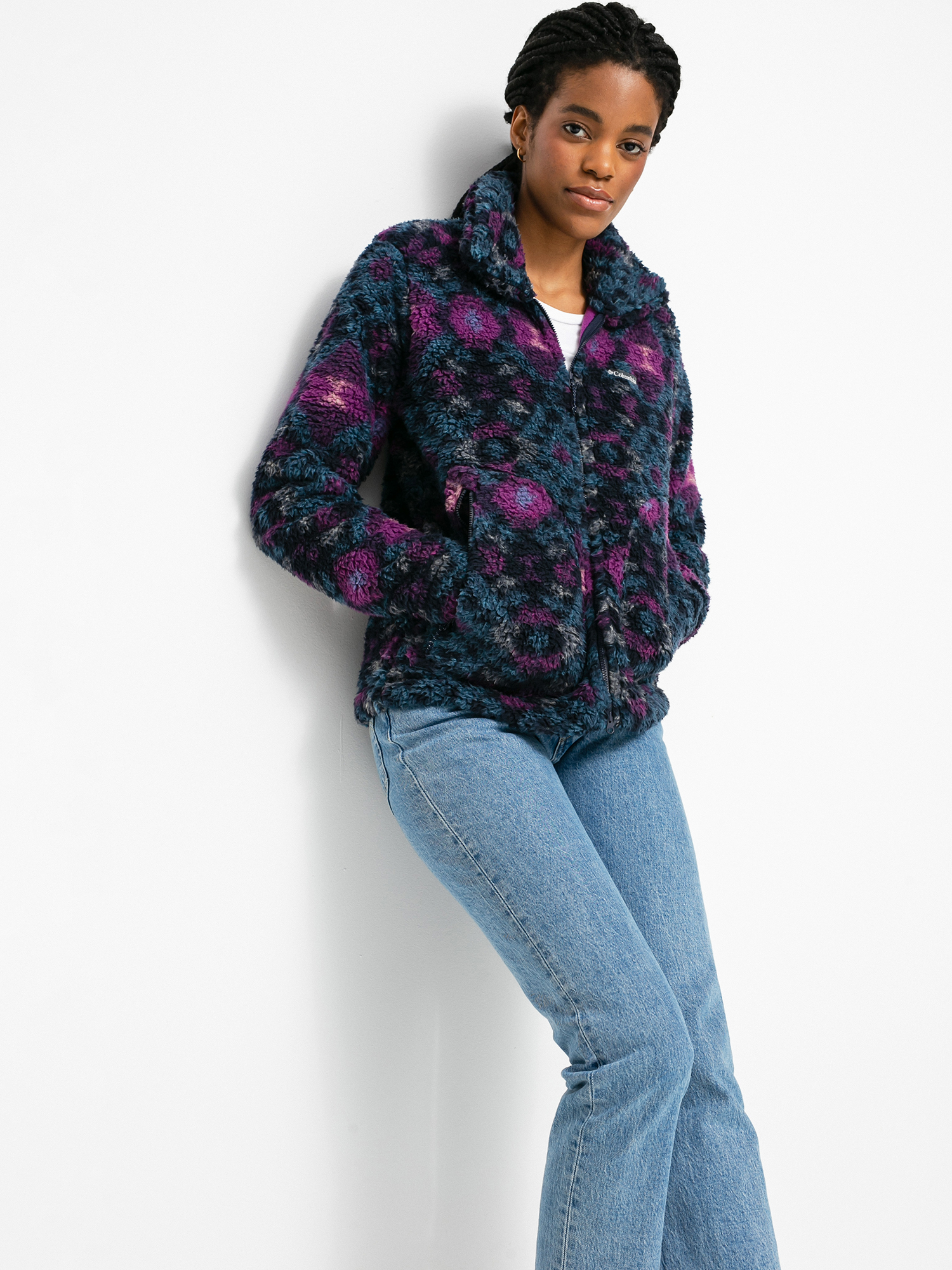 Női Columbia Winter Pass Sherpa Polár pulóver (plum blanket print)