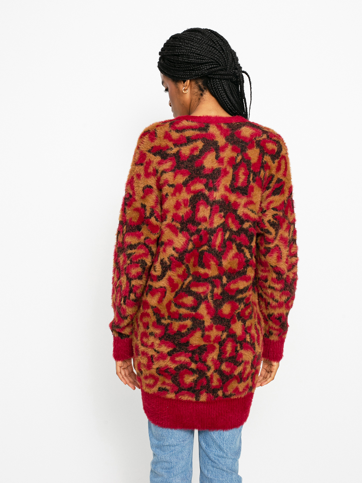 HUF Leopard Knit Duster Pulóver Wmn (bloodstone)