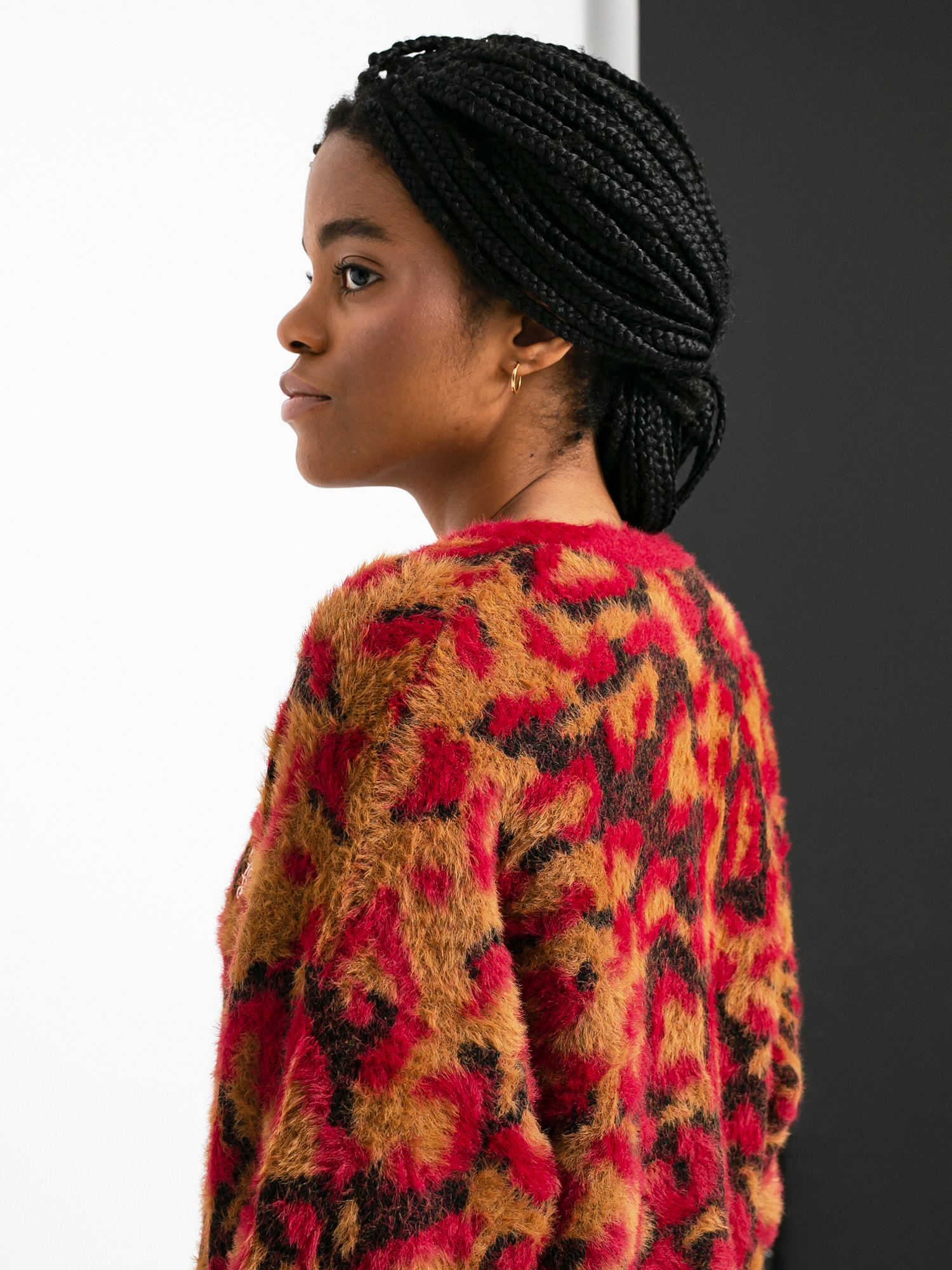 HUF Leopard Knit Duster Pulóver Wmn (bloodstone)