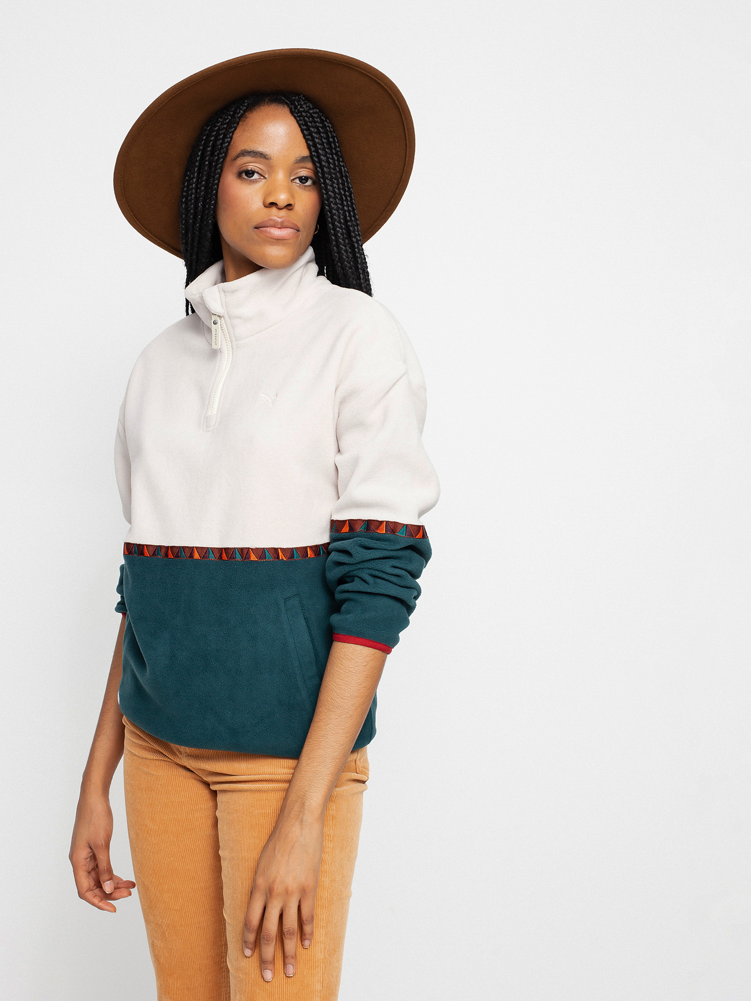 Iriedaily Holina Fleece Troyer Polu00e1r pulu00f3ver Wmn (dark teal)