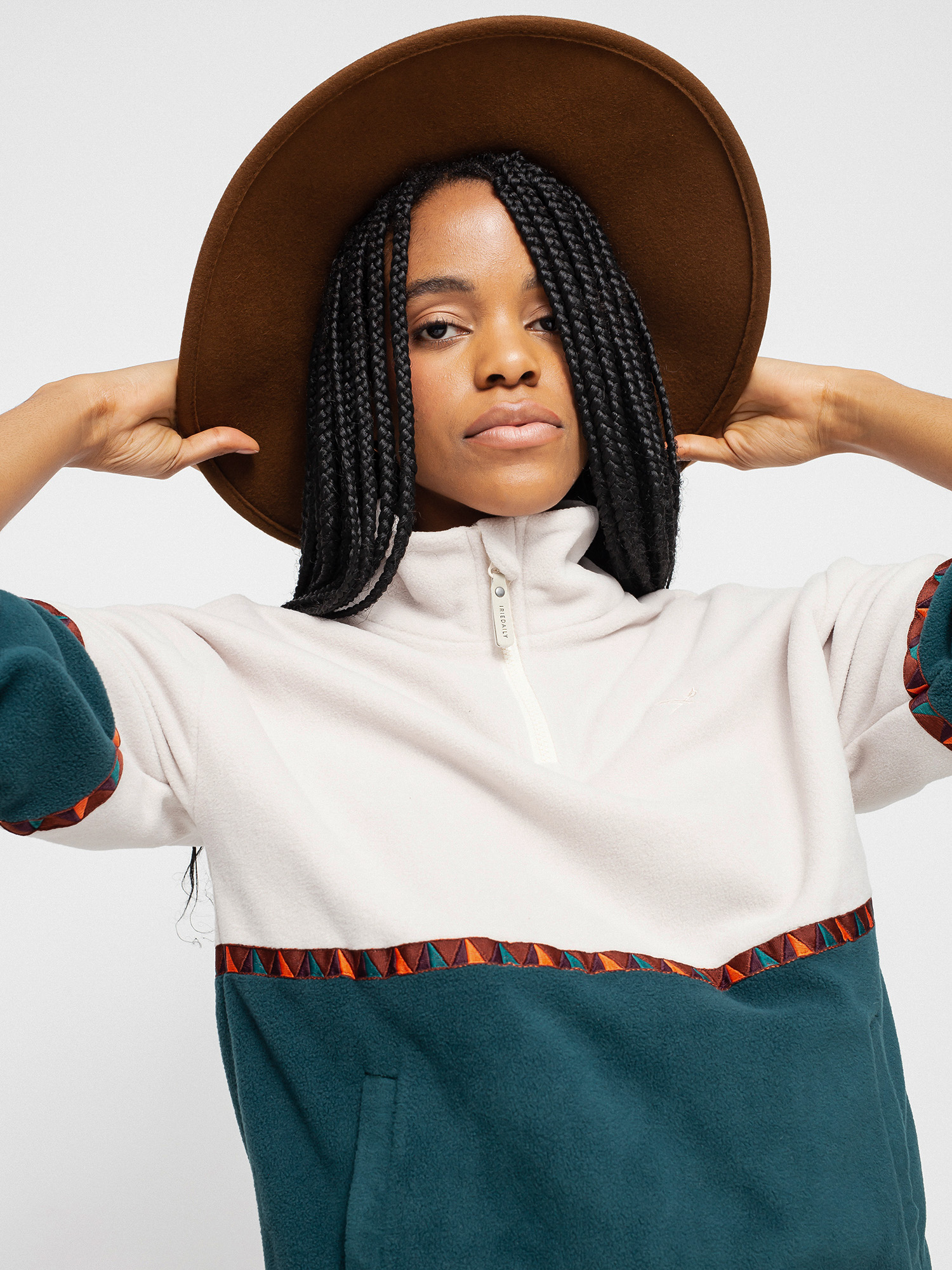 Női Iriedaily Holina Fleece Troyer Polár pulóver (dark teal)