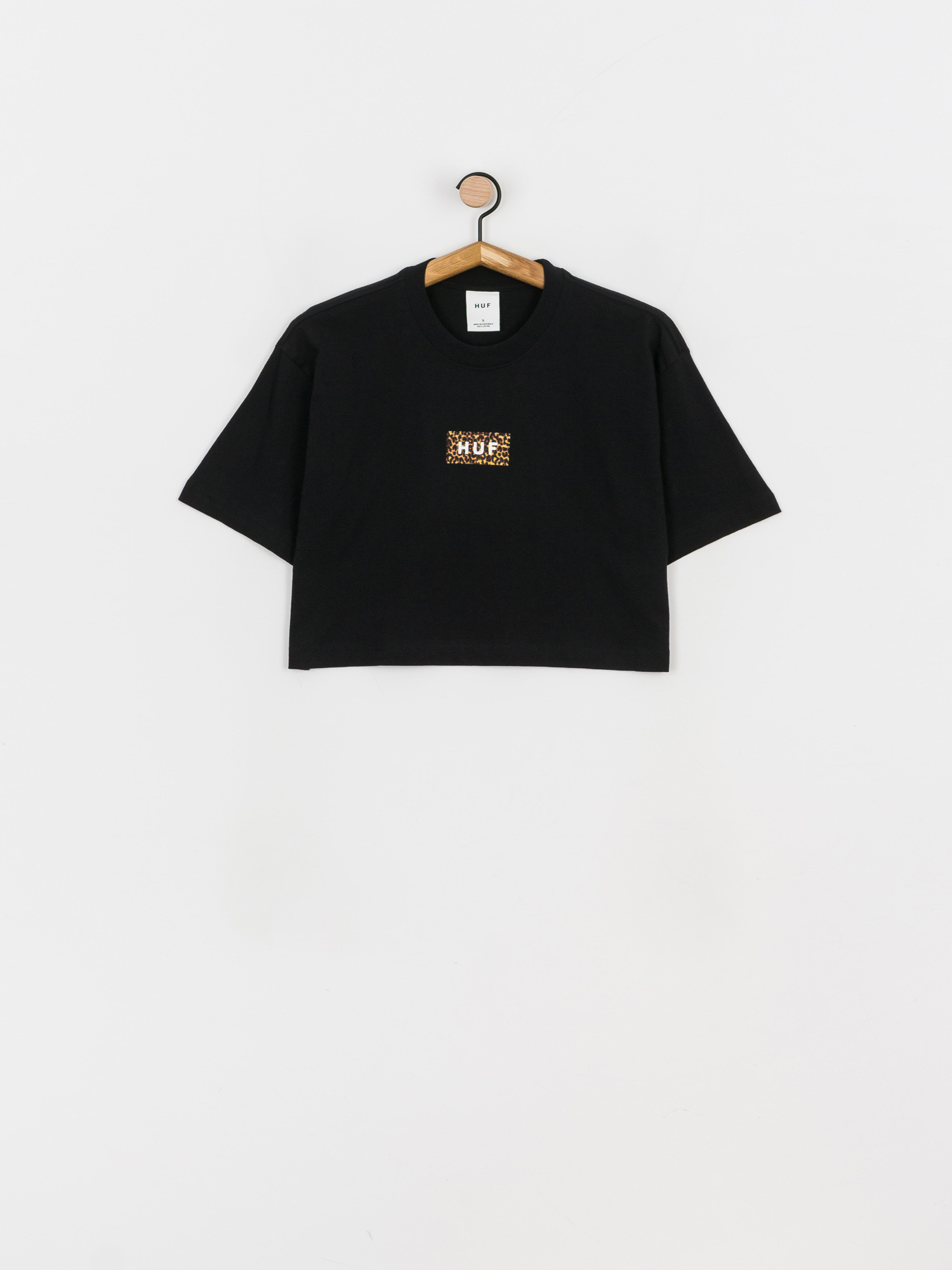 HUF Leopard Bar Logo Crop Póló Wmn (black)