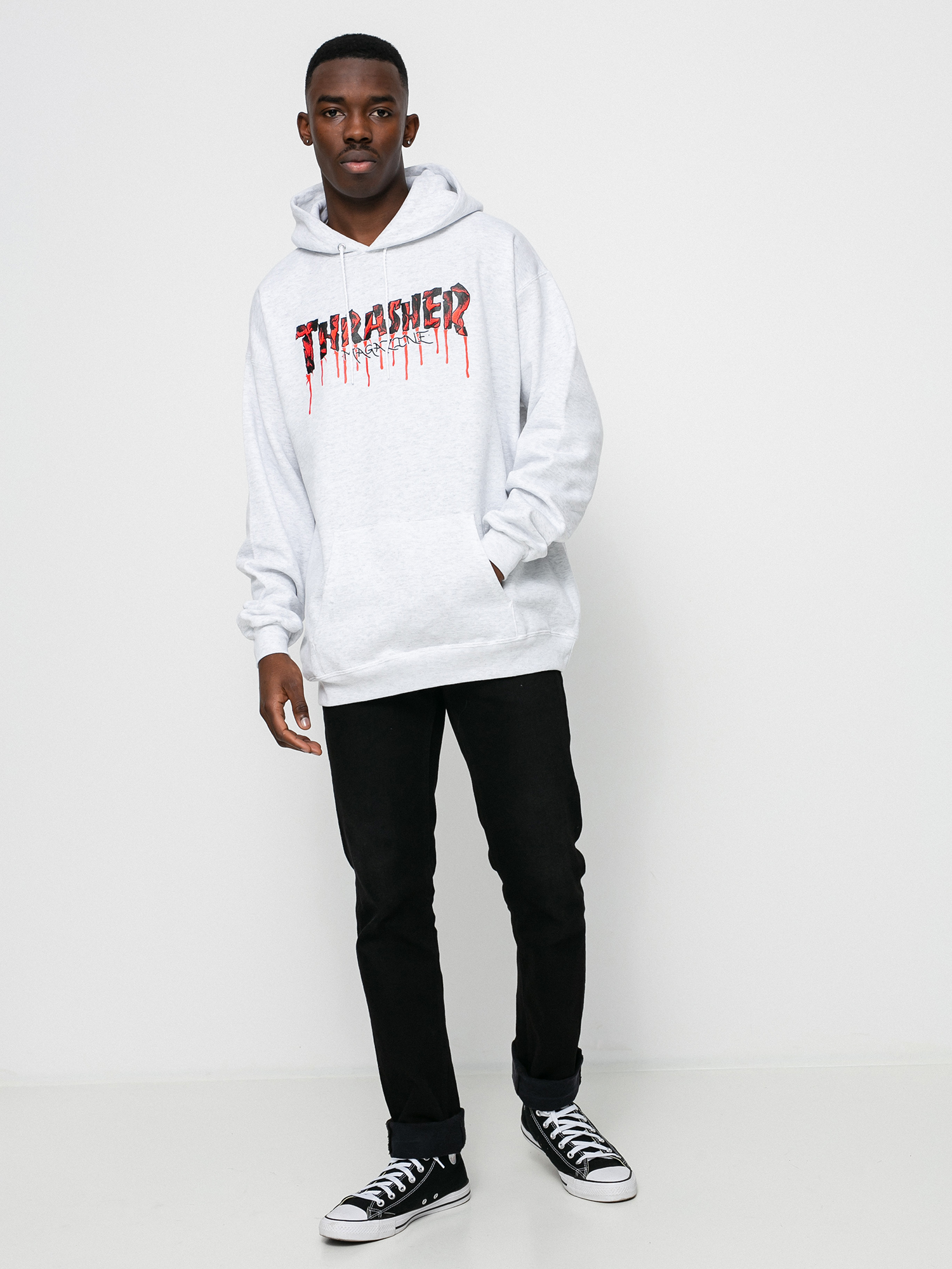 Thrasher Blood Drip HD Kapucnis pulóver (ash)
