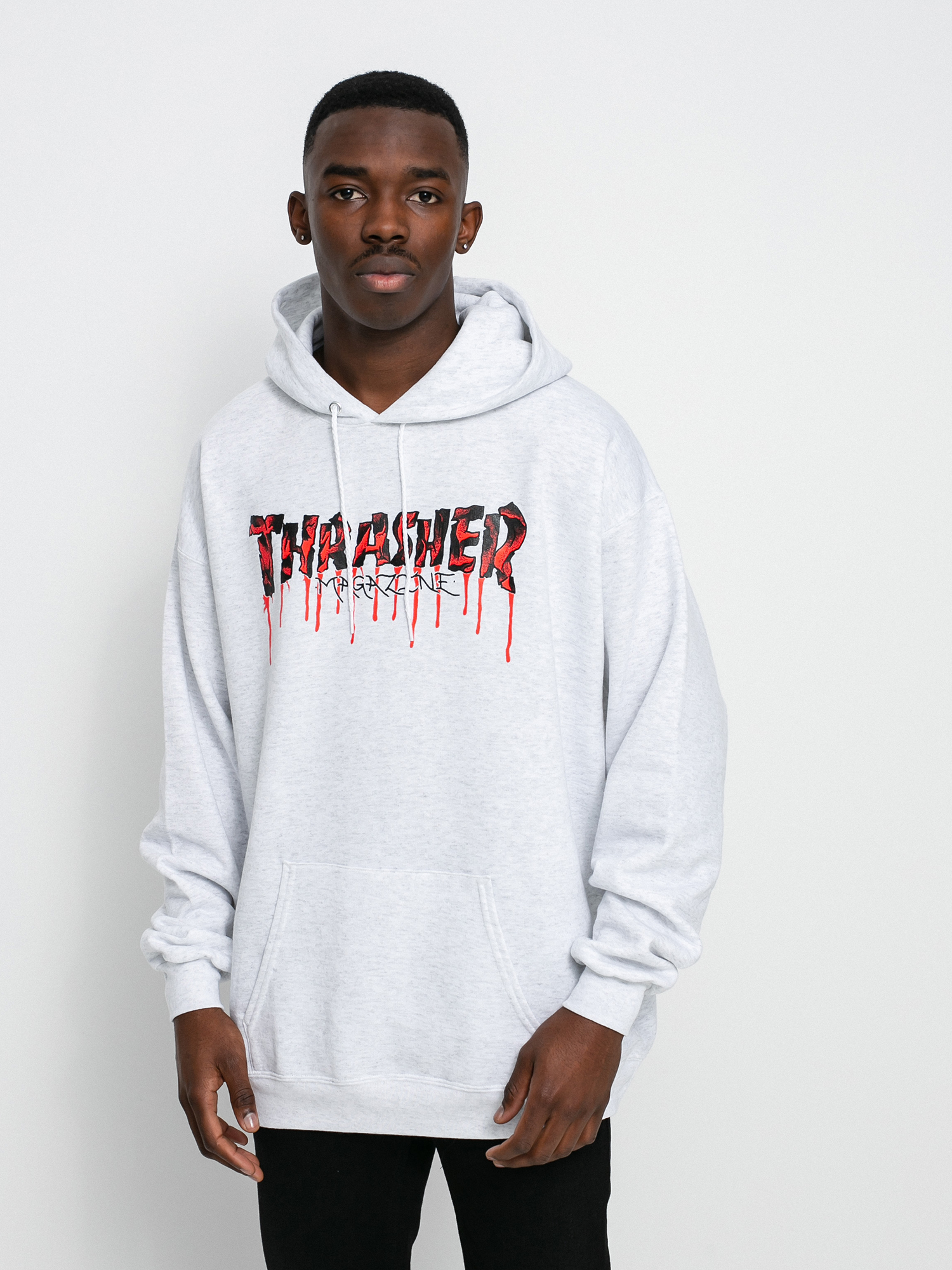 Thrasher Blood Drip HD Kapucnis pulóver (ash)