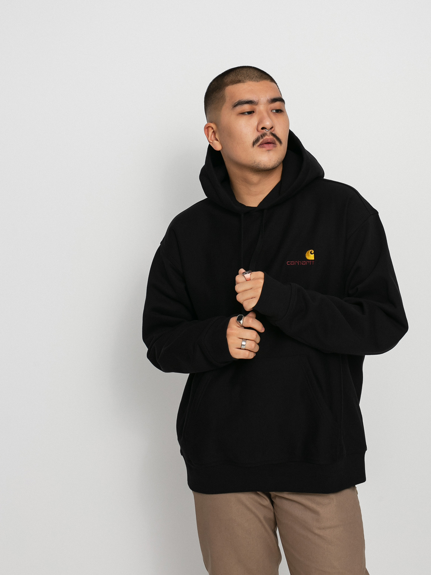 Carhartt WIP American Script HD Kapucnis pulóver (black)