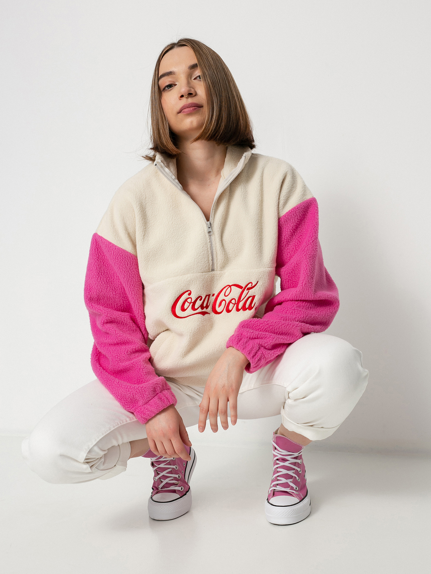 Local Heroes Coca Cola Zip Up Pulóver Wmn (beige/pink)