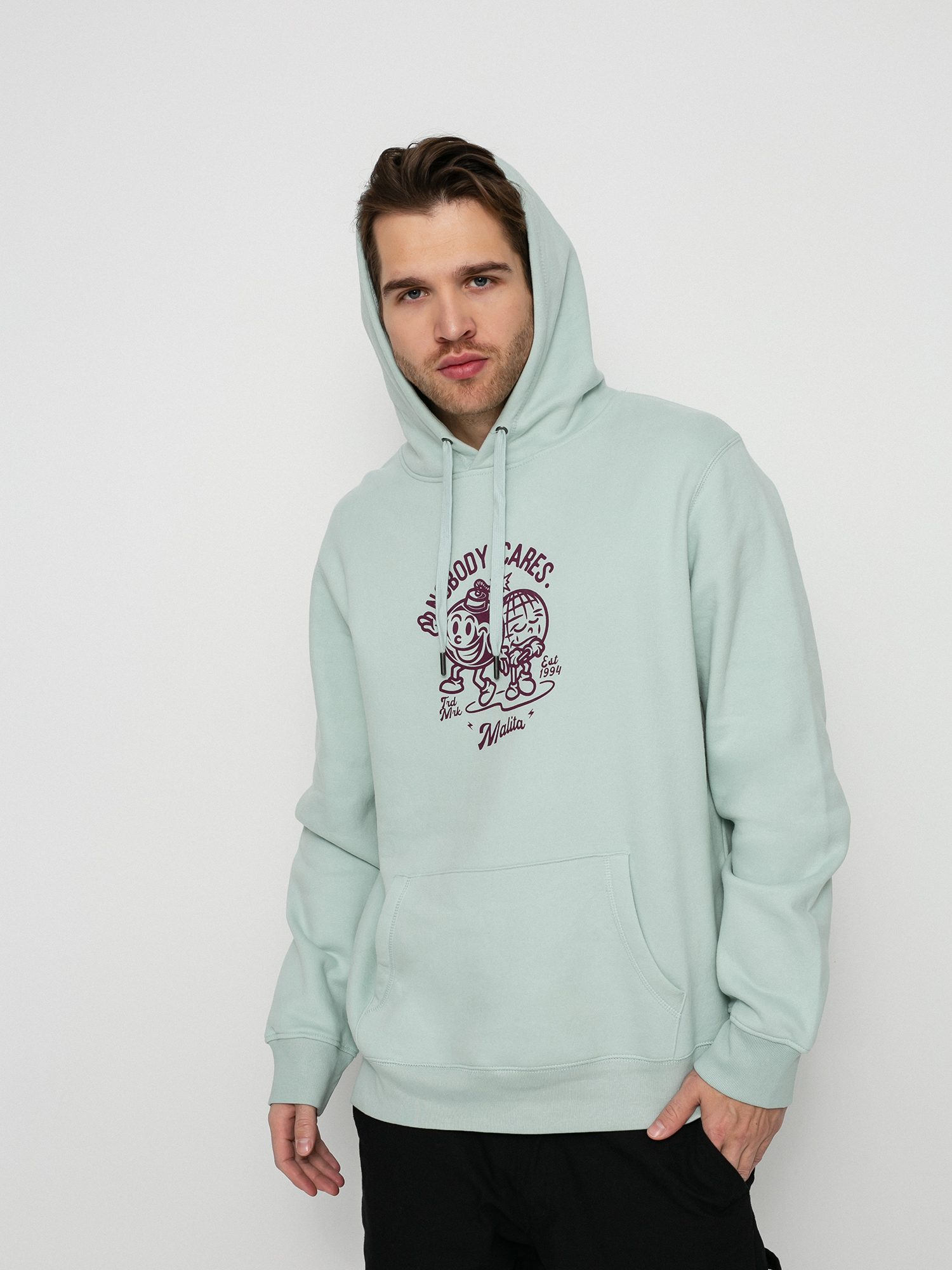 Malita Nobody Cares HD Kapucnis pulóver (pistachio)