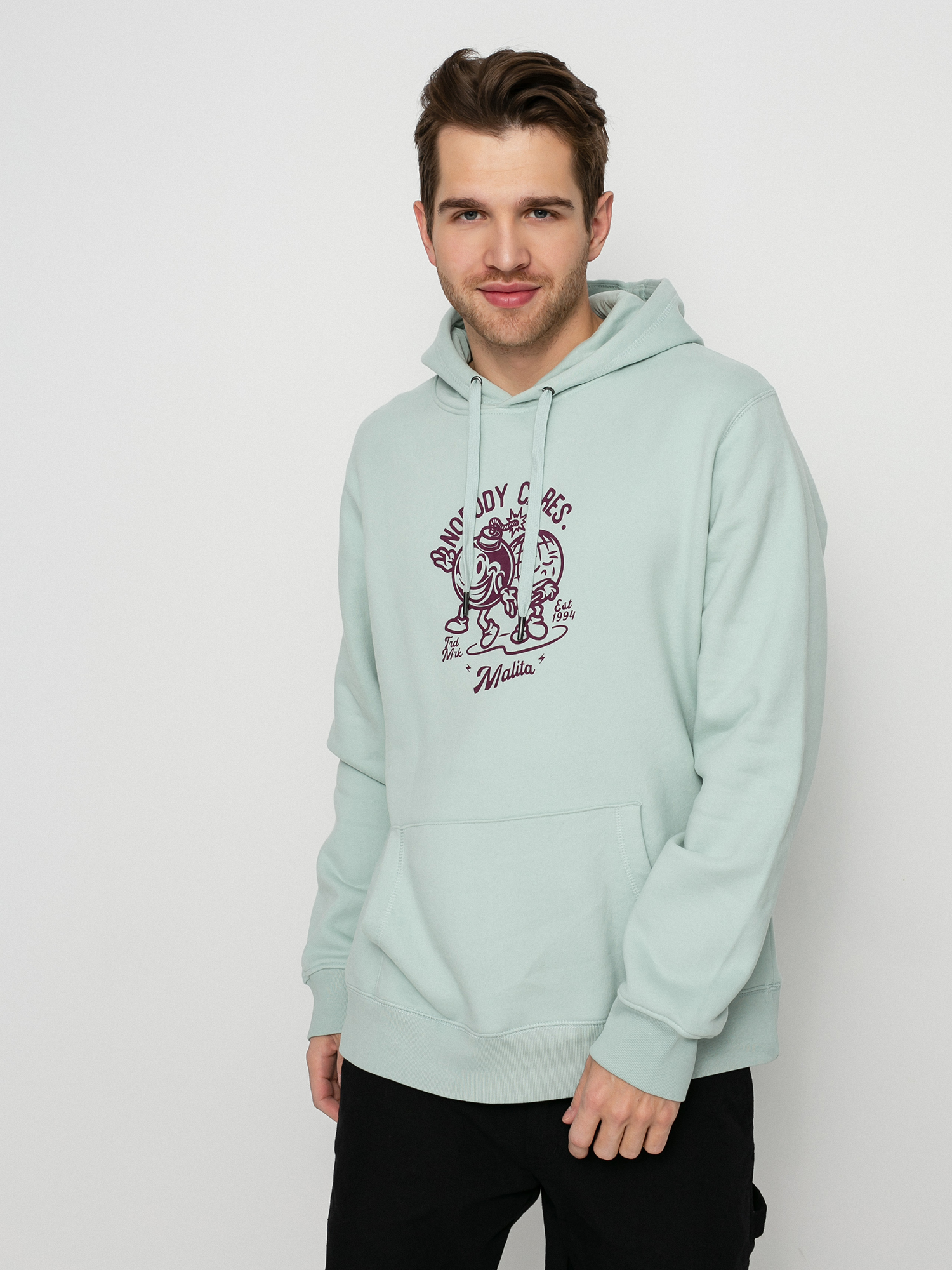 Malita Nobody Cares HD Kapucnis pulóver (pistachio)