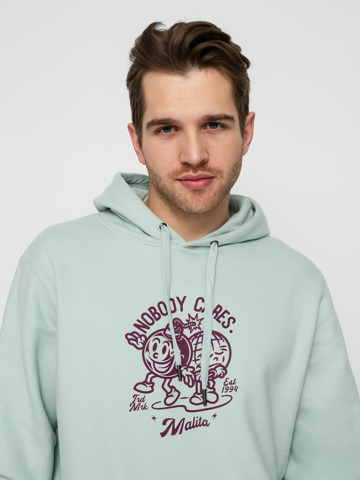 Malita Nobody Cares HD Kapucnis pulóver (pistachio)