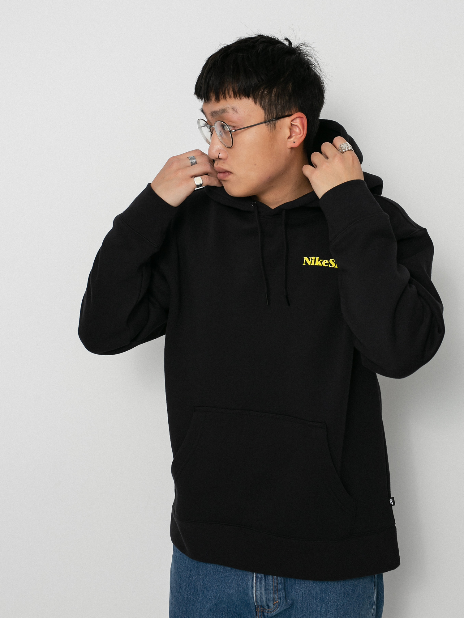 Nike SB One Off HD Kapucnis pulóver (black/yellow strike)