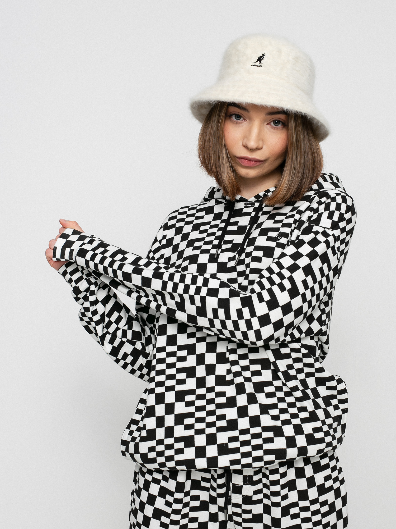 Volcom Check U Out HD Kapucnis pulóver Wmn (black white)