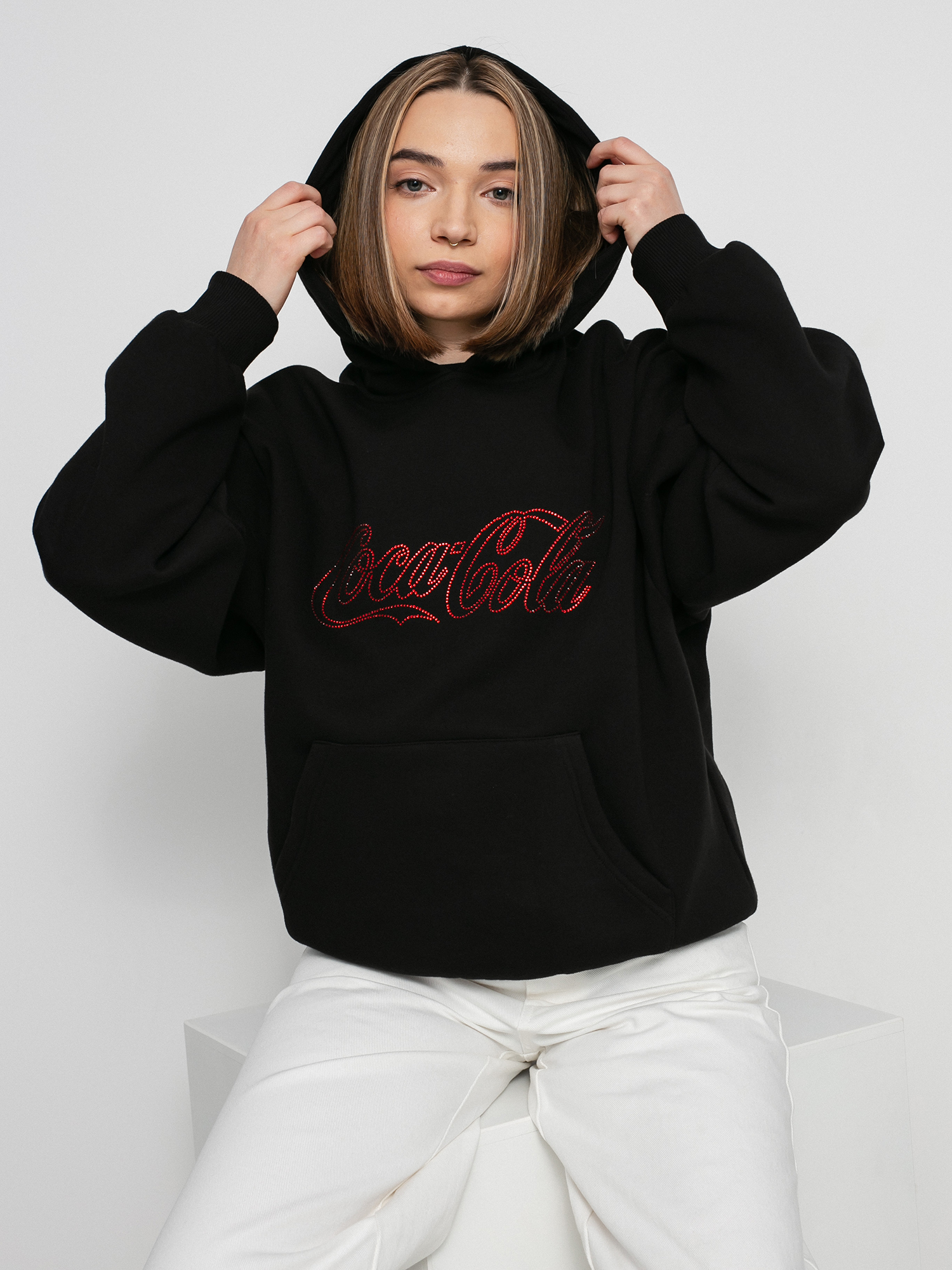 Local Heroes Coca Cola Rhinestones HD Kapucnis pulóver Wmn (black)