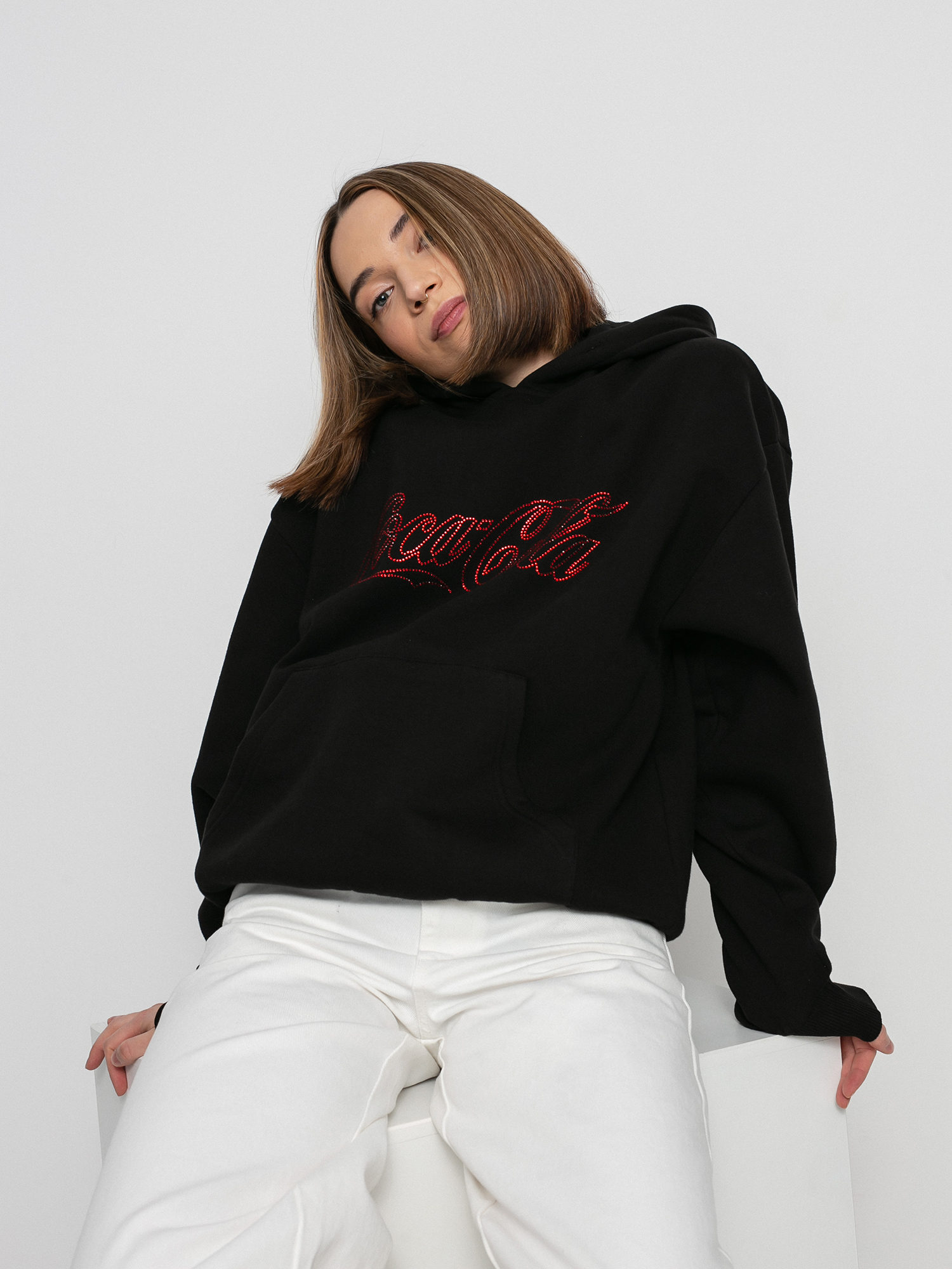 Local Heroes Coca Cola Rhinestones HD Kapucnis pulóver Wmn (black)